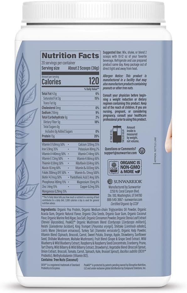 Meal Replacement Shake Vegan Protein Superfood Shake Meal Replacement Organic Protein Supplement | Gluten Free Non-GMO Dairy Free Sugar Free Low Carb Plant Based Protein | Snickerdoodle 20 Servings | Shape Lean by Sunwarrior