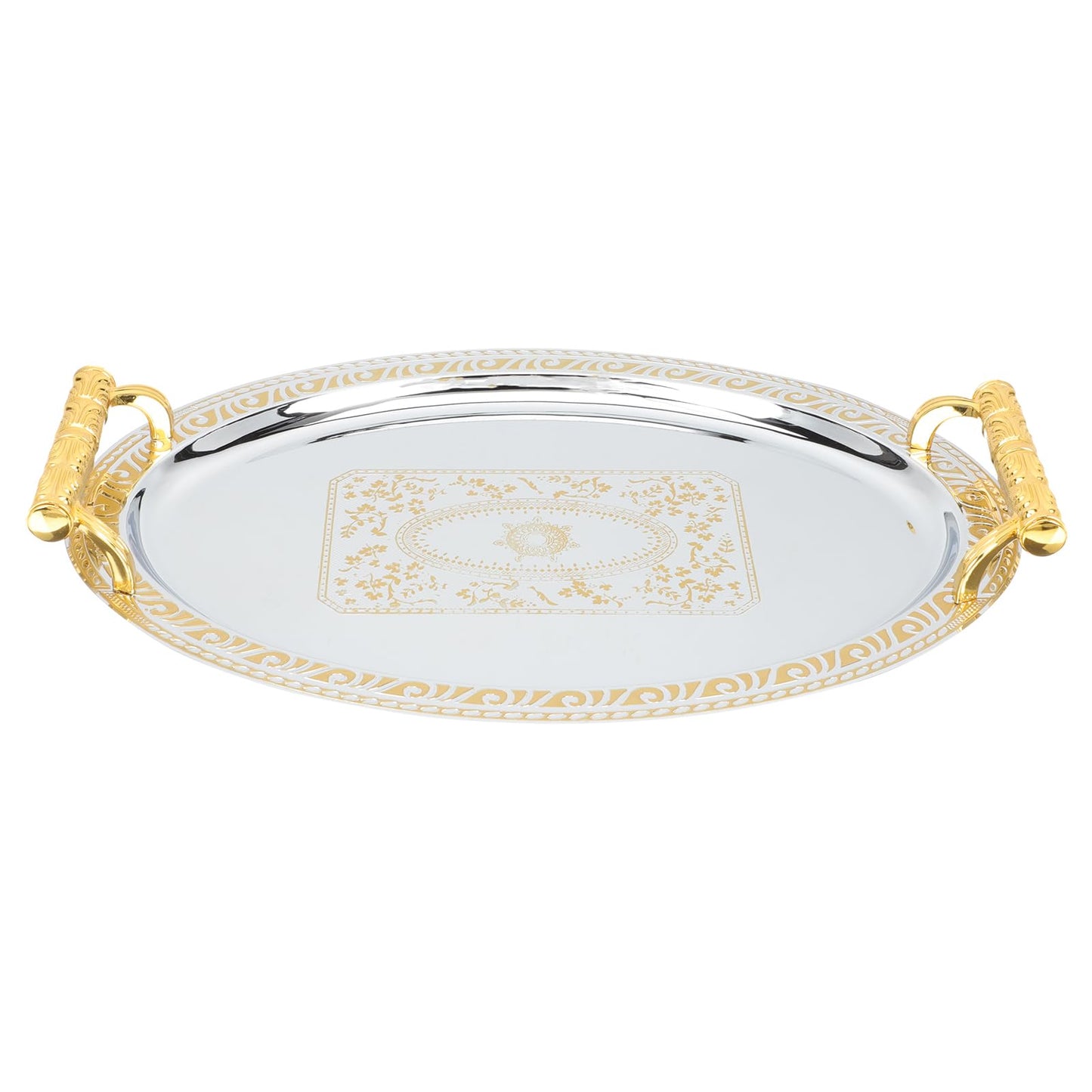Serving Tray with Golden Handles Modern Elegant Platter Tea Tray for Coffee Table Living Room Bedroom for Food Drinks Storage and Display