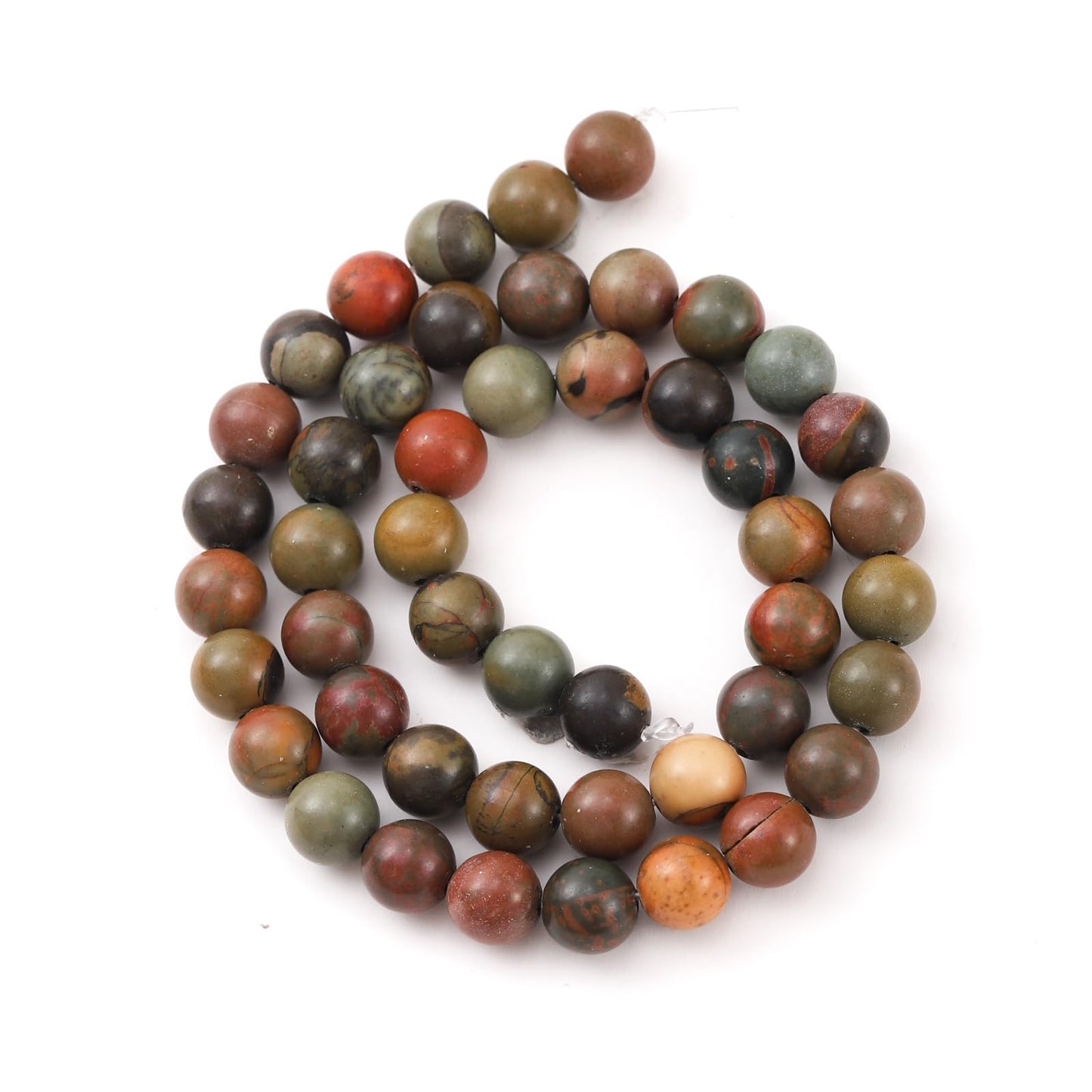 8mm 45pcs DIY Natural Picasso Stone Beads Round Healing Crystal Gemstone Loose Beads for Jewelry Making Handmade Bracelet Necklace