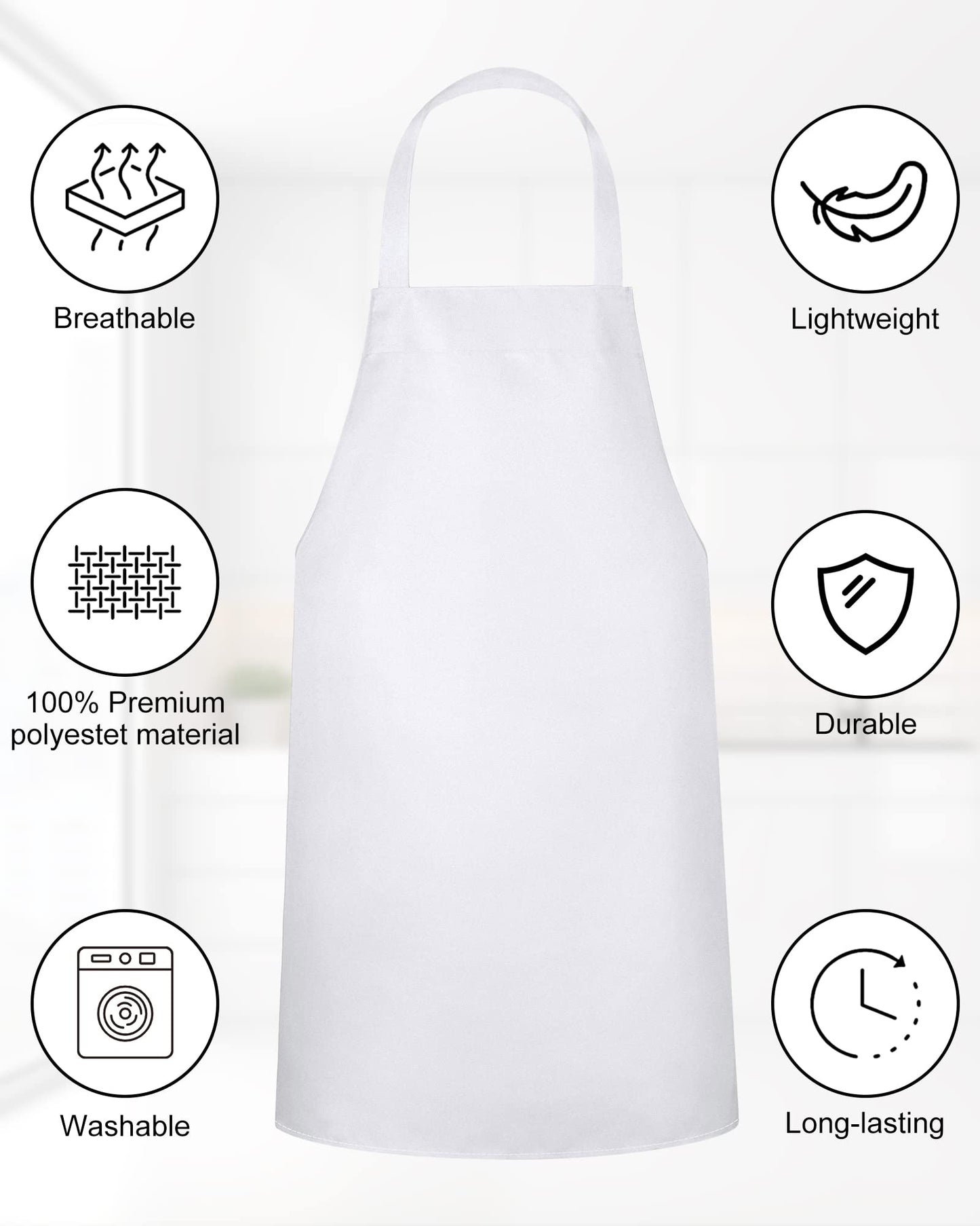 Foaincore 36 Pack Bib Aprons Bulk Plain Aprons for Man Woman Adult Unisex Apron Machine Washable Adjustable Bib Apron (White)