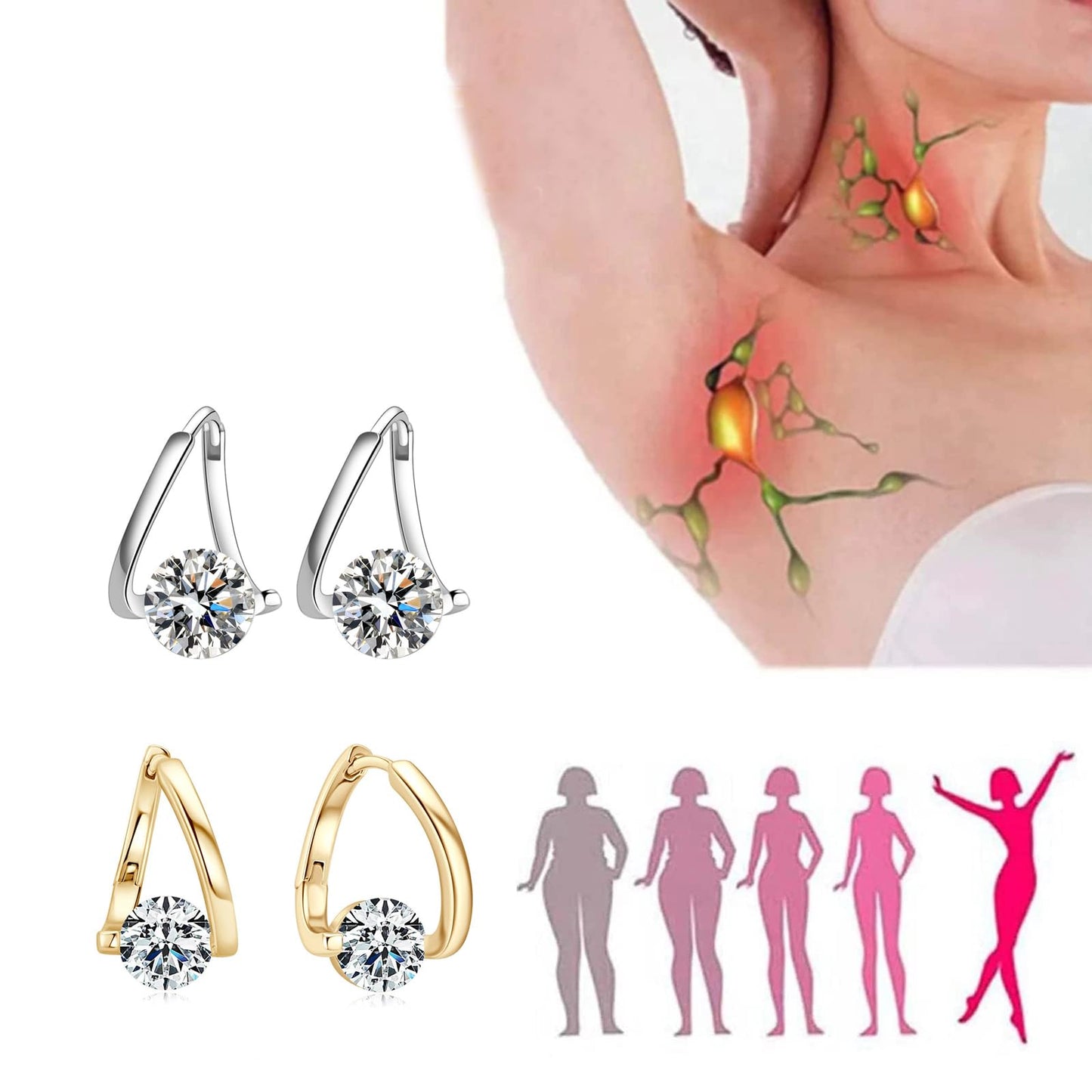 Halolux Lymphvity Germanium Earrings,Halolux Lymphatic Germanium Earring Lymphatic Earrings for Women Jewelry Gift (gold+silver)
