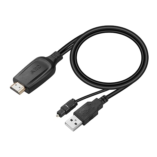 192KHz HDMI ARC to Optical Audio Converter for TV to Soundbar, Plug & Play 3.4ft/1.05m ARC to Optical Cable Audio Extractor Adapter Splitter for Sound System Speaker Home Theater Support Dolby/DTS 5.1