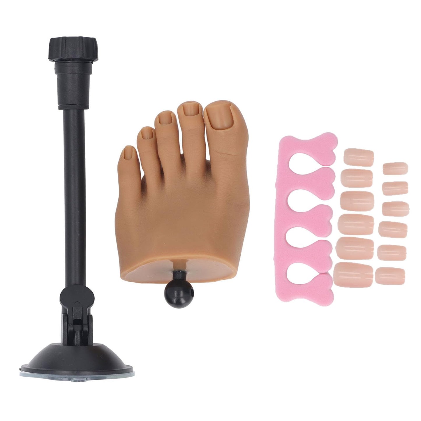 Silicone Nail Practice Trainning Foot with Stand, Flexible Bendable Nails Tip Half Foot Model, Manicure Mannequin Fake Foot Pedicure for Salon Art Training Display (Left Foot)