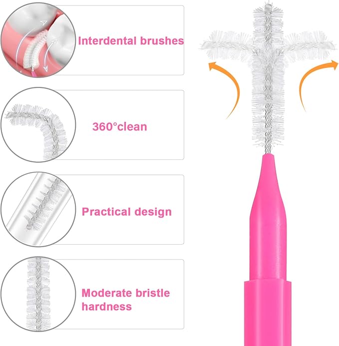 Interdental Brush 100Pcs Assorted Color Tooth Cleaning Tool for Oral Hygiene Portable Flossers for Braces and Teeth Care
