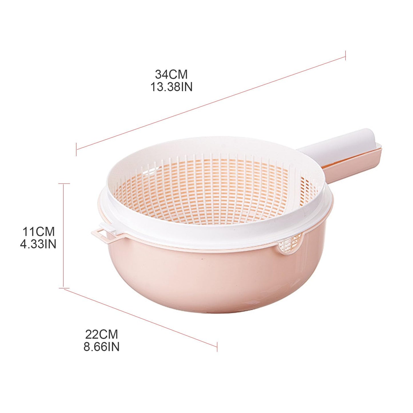 HUANIZI Double Layer Rice Wash Basket 2 in 1 Kitchen Strainer Bowl Drain Basket with Handle Fruit Vegetable Colander for Washing Mixing Kitchen Strainer Bowl Set, Beige