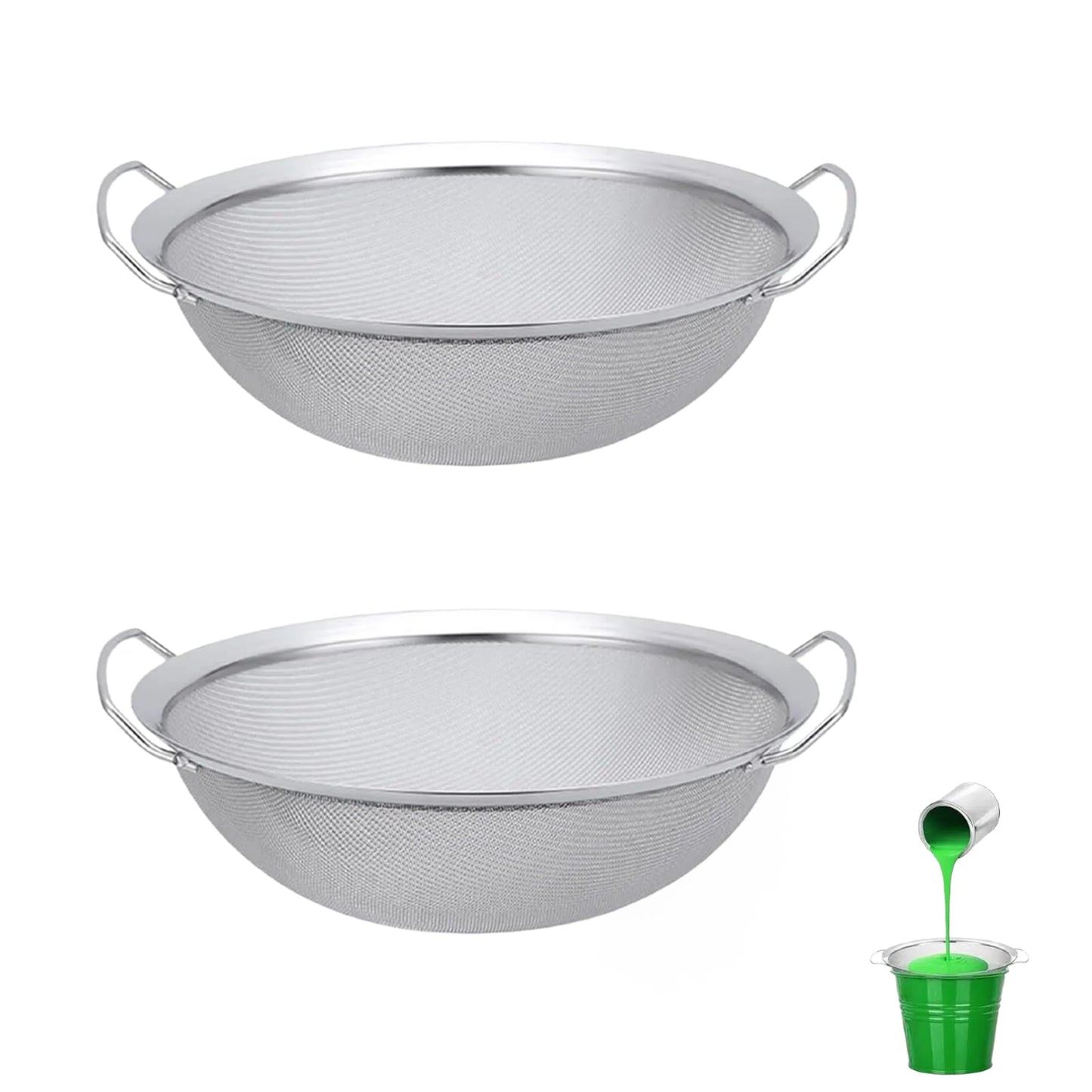 Fine Mesh Paint Strainer-60 Mesh Stainless Steel Paint Strainer,Fits Over 5 Gallon Paint Bucket Cans, Strains Filters Removes Debris, Particles, Impurities from Coating and Liquids - Drain（2 Pack）
