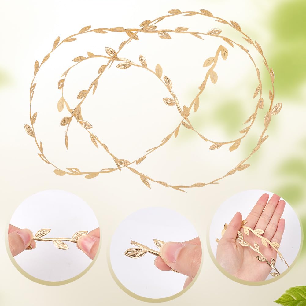 CABODYALS 100 Yards Gold Leaves Trim Rope Ribbon Artificial Metallic Glitter Golden Leaf String Vine Spool Decorative Garland Fabric Ribbons Bulk for Sewing Making Gift Wrapping Wreaths Wedding Crafts