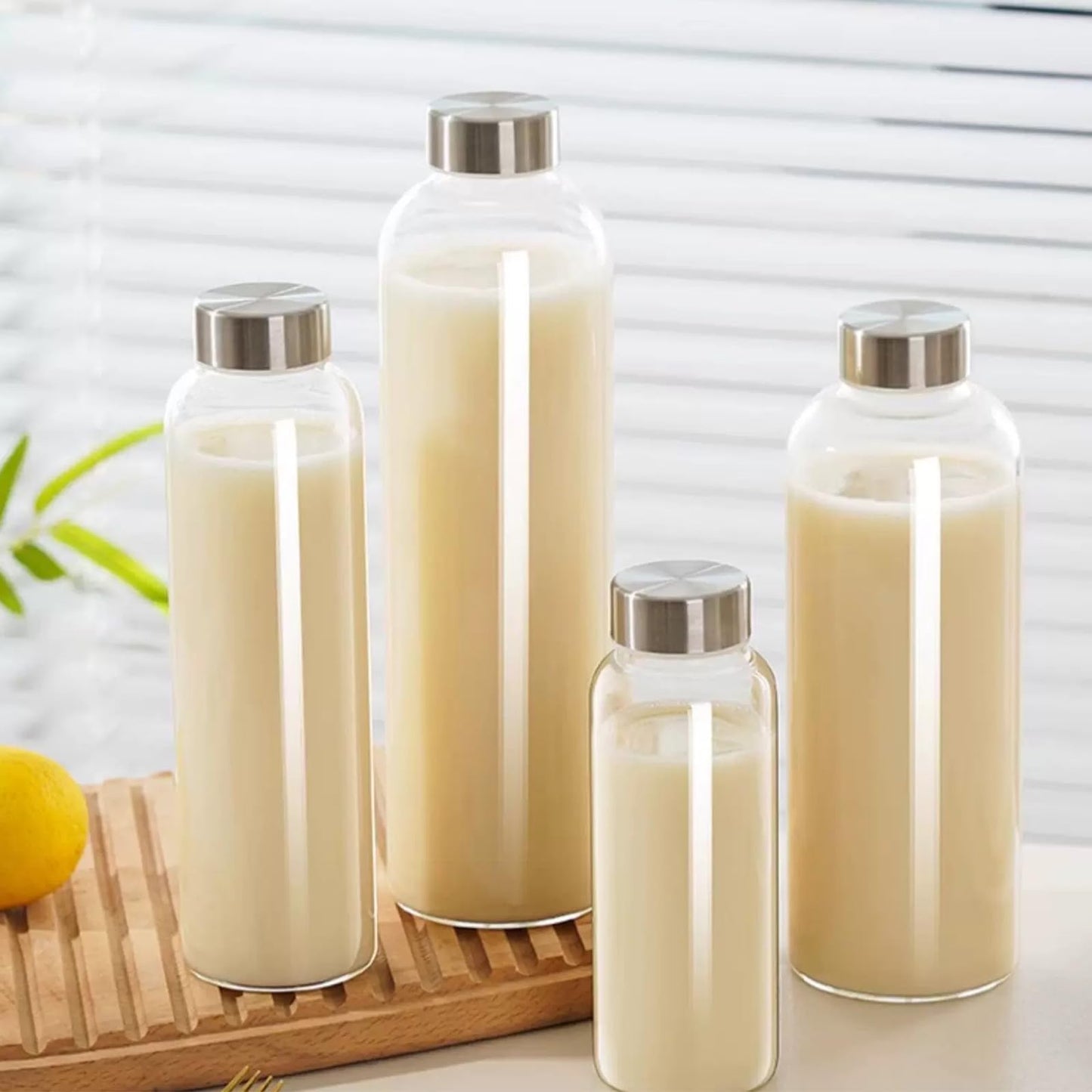 Eclaro 25oz Glass Cups 6 Pack with Cup Cleaning Brush, Heavy Base Dishwasher Safe Multipurpose Tumblers for Smoothie, Soy Milk, Drinks, Party & Daily Home Use