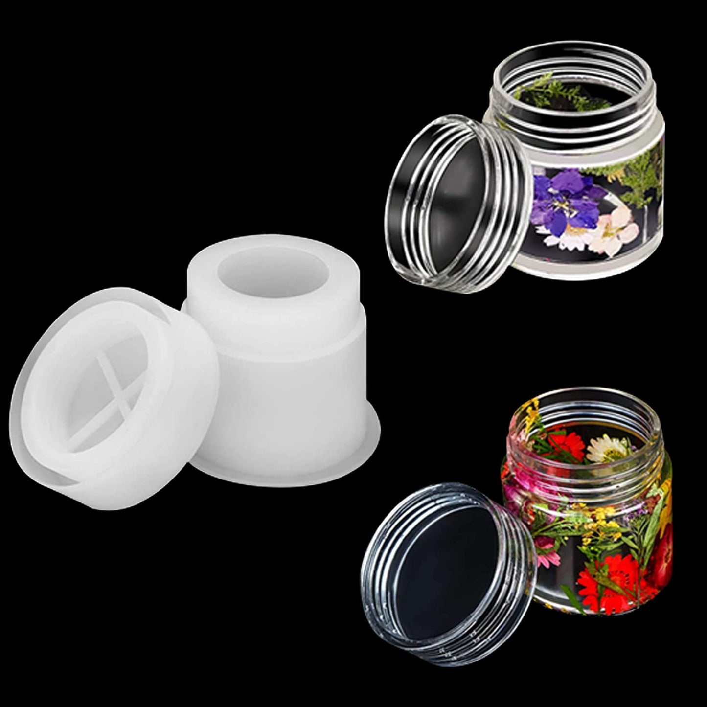 4 Style DIY Jewelry Resin Casting Molds Bottle Storage Jar With Lid Crystal Epoxy Mold Kit Handmade Craft Aromatherapy Candle Making Tool Clear Silicone Plaster Clay Mould (Cylinder Bottle)