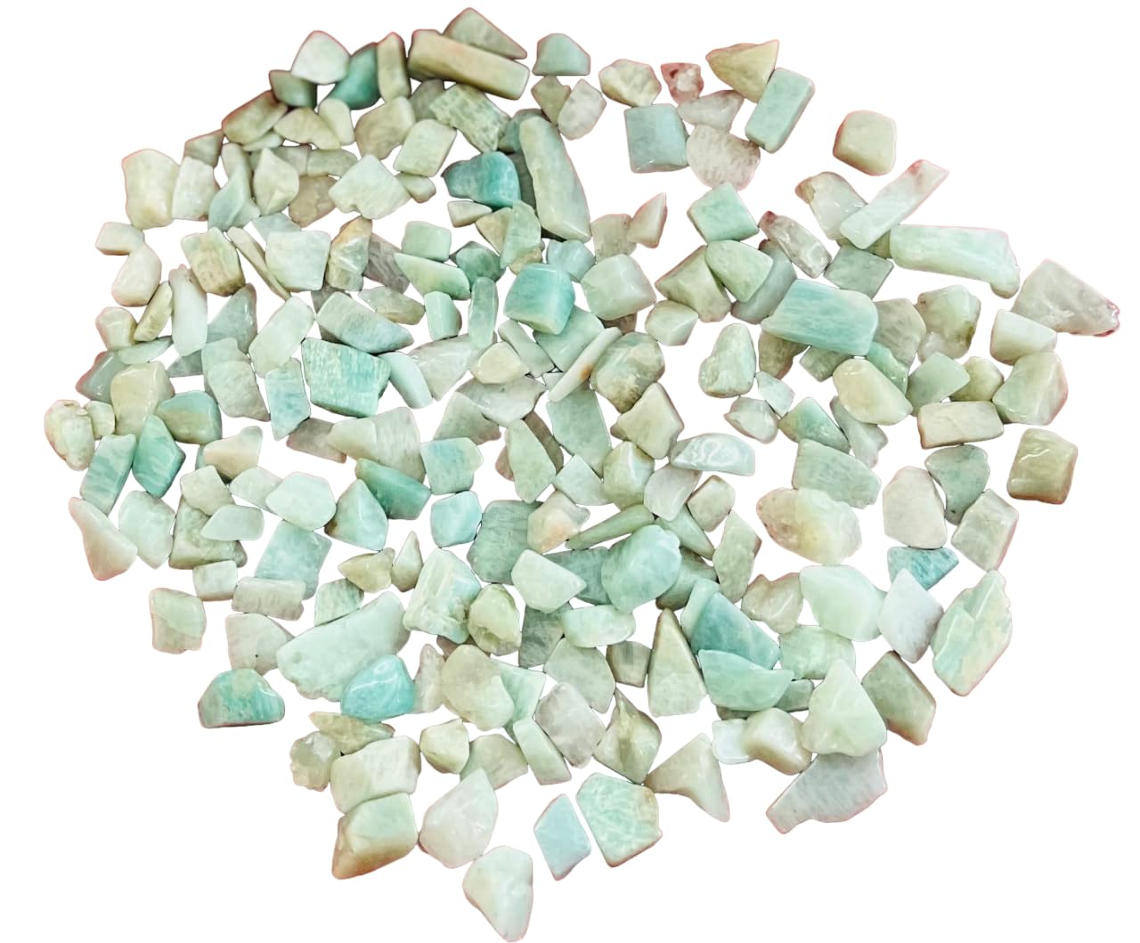 Indian Consigners Natural Crushed Polished Tumbled Gem Stone Chips, Decoration & Healing Crystals (Amazonite)