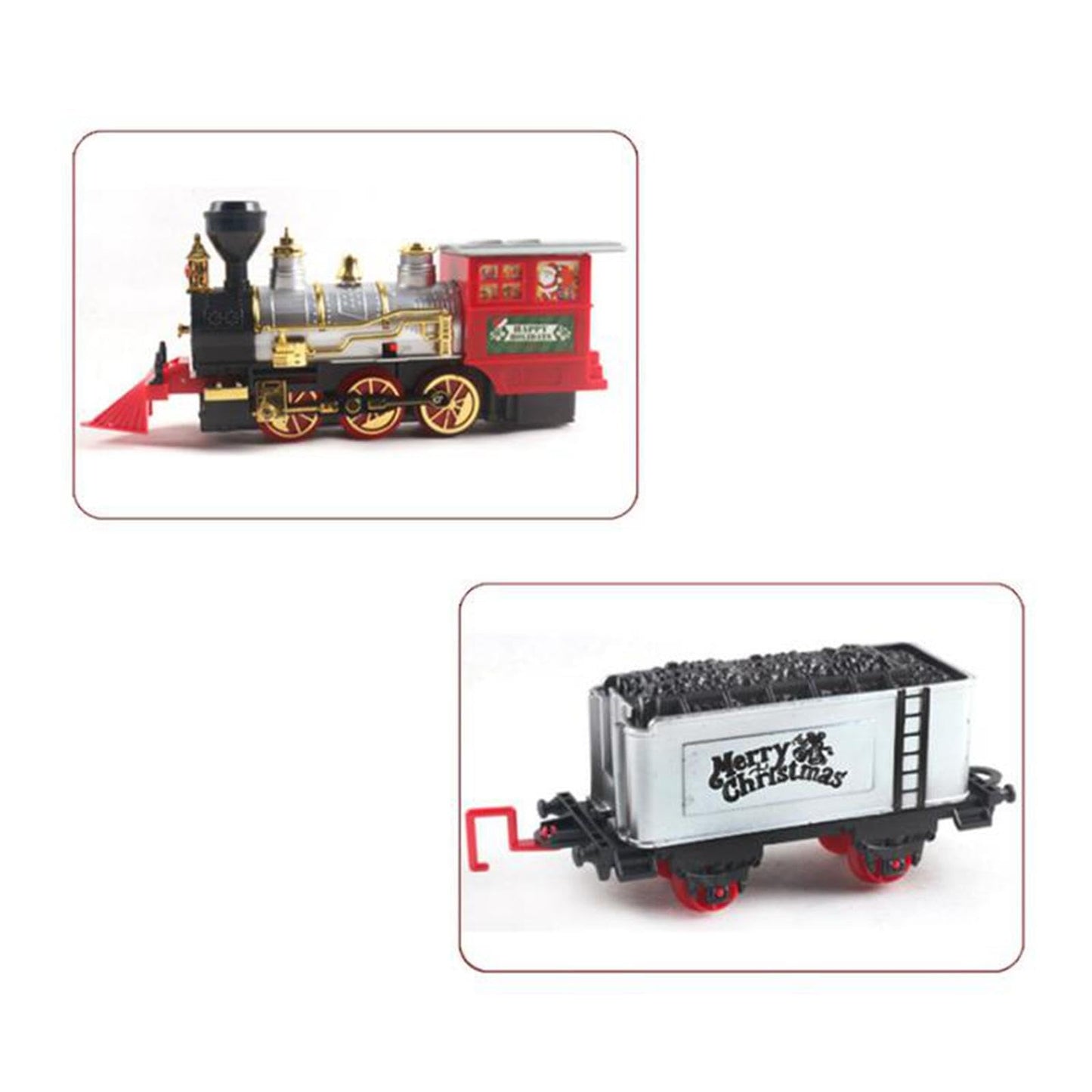 Menolana Christmas Train Set Tracks Toy Train Set for Under Christmas Tree Lights and Music with Smokes for Boys 3 4 5 6 7 8 Years Old