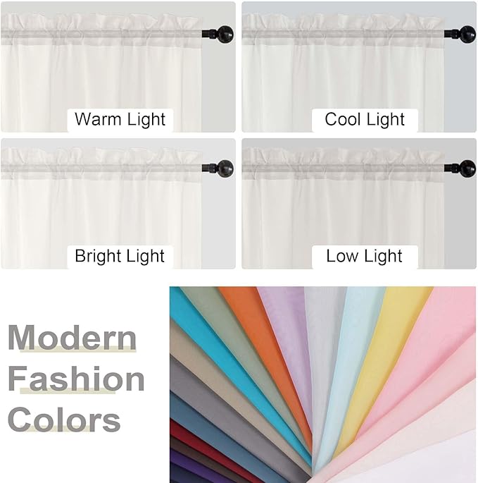 Ivory Sheer Curtain for Bedroom Living Room 78 Inches Long 2 Panels Set, Solid Soft Airy Light Filtering Sheer Window Curtains, Modern Rod Pocket Door Curtain, Ivory, 42" Wx78 L Inches