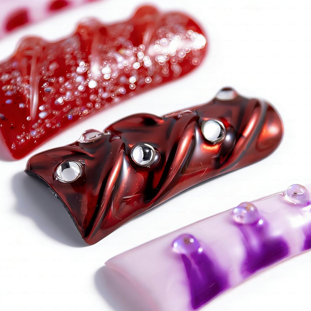 IntoVibes 10 Pieces Candy Pop Mix Long Duck Press On Nails, Multi-Color Y2K Design, Reusable Fake Nails with Mixed Patterns, Reusable Fake Nails, Acrylic Nails (L)