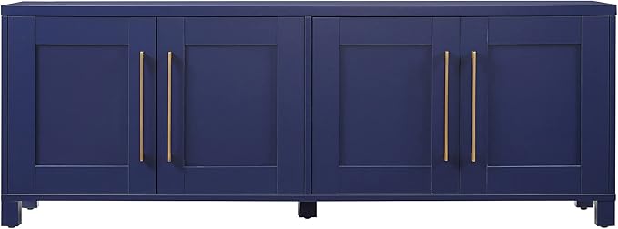 Henn&Hart Rectangular TV Stand for TV's up to 75" in Dark Blue, for Home, Living Room, Bedroom, Entertainment Room, Office