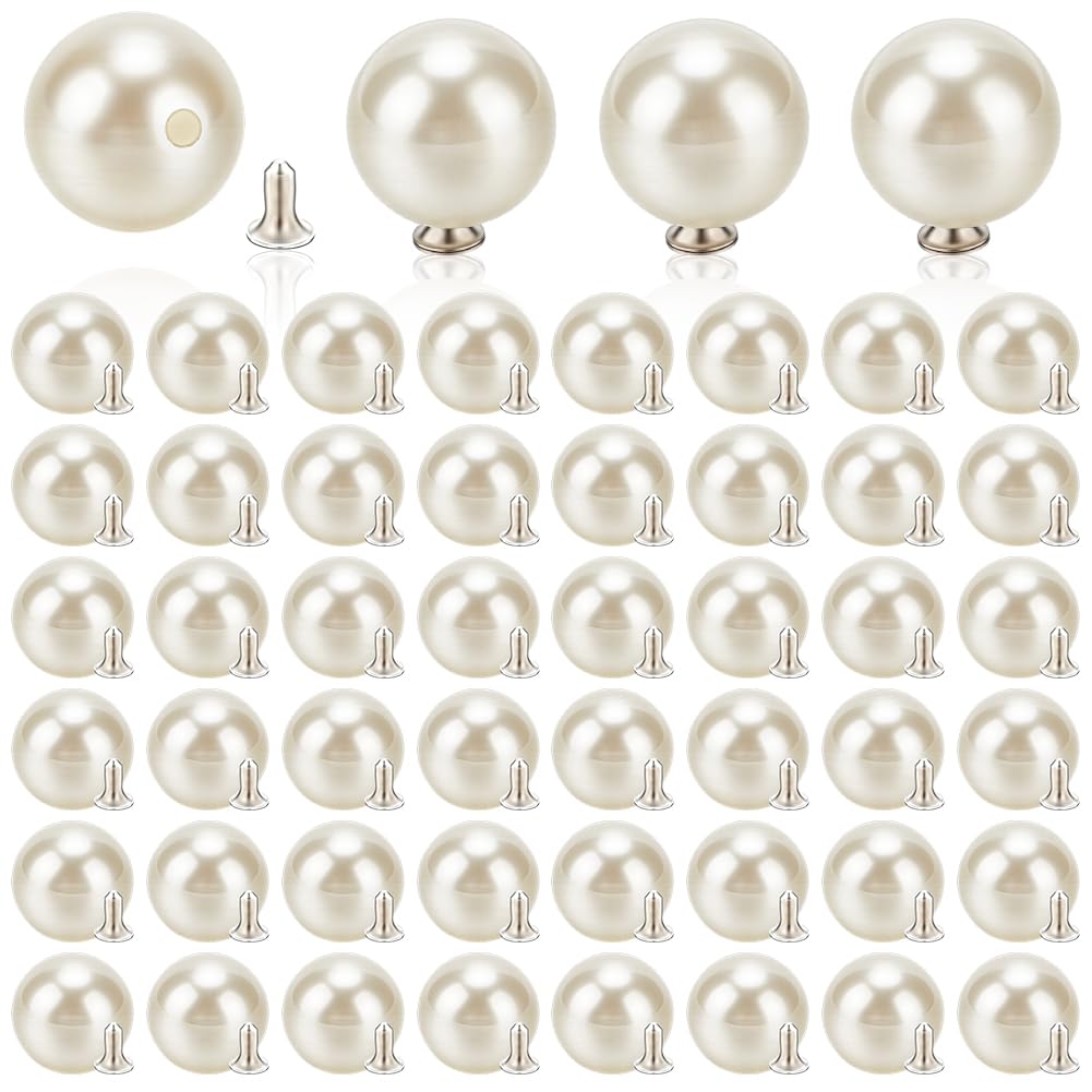 AHANDMAKER 150 Sets 12mm Pearl Buttons, No Sew White Imitation Pearl Buttons Reusable and Removable Embellishments Button for Coats Shirts Wedding Dresses Clothes Bags Decoration DIY Crafts