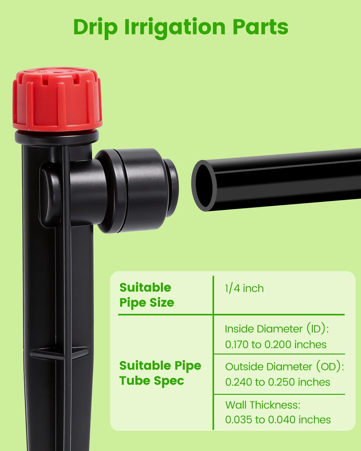 Landtouch 36 Pack Drip Irrigation Parts, Quick Connect 8-Outlet Adjustable 360° Emitters for Garden & Farm Irrigation Systems