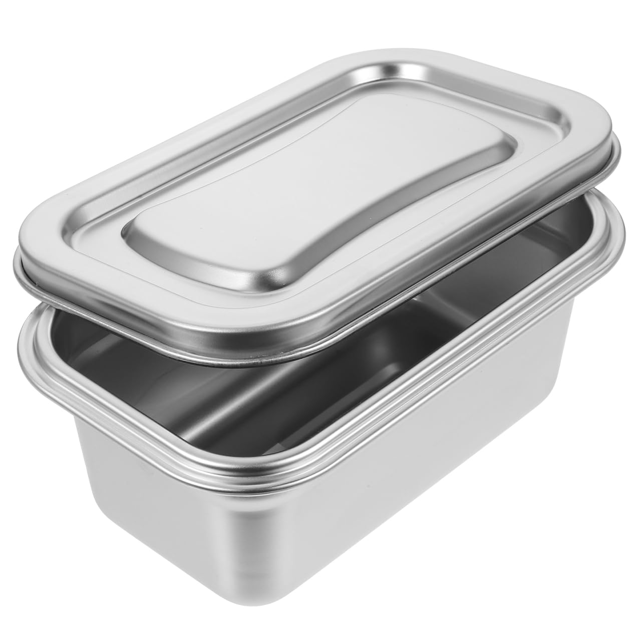 Amosfun Stainless Steel Ice Cream Container 6.69 X 4.33 X 2.75 Inch Sealed Household Freezer Storage Box Multi-Function Fridge Food Container