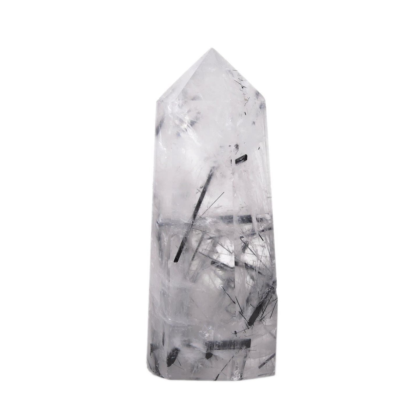 Large Black Rutilated Quartz Crystal Tower Healing Crystal Wand For Spiritual Use Hexagonal Point Reiki Chakra Gemstone Home Office Decor For Gift