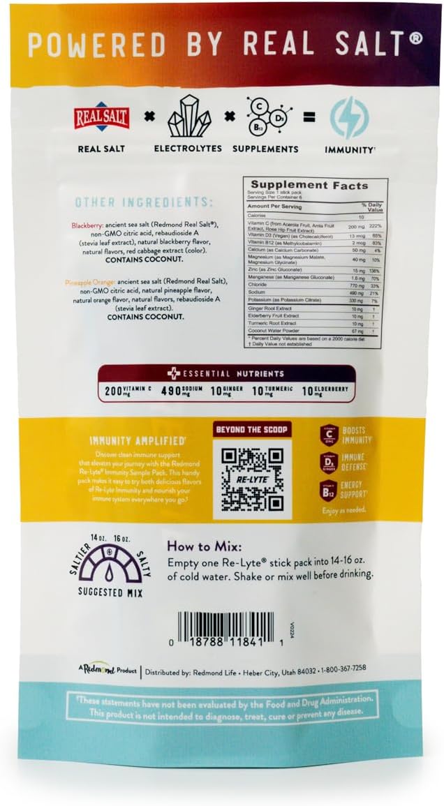 REDMOND Immunity Multivtiamin Supplement Mix 5 Pinapple Orange, 5 BlackBerry (Stick Bundle)
