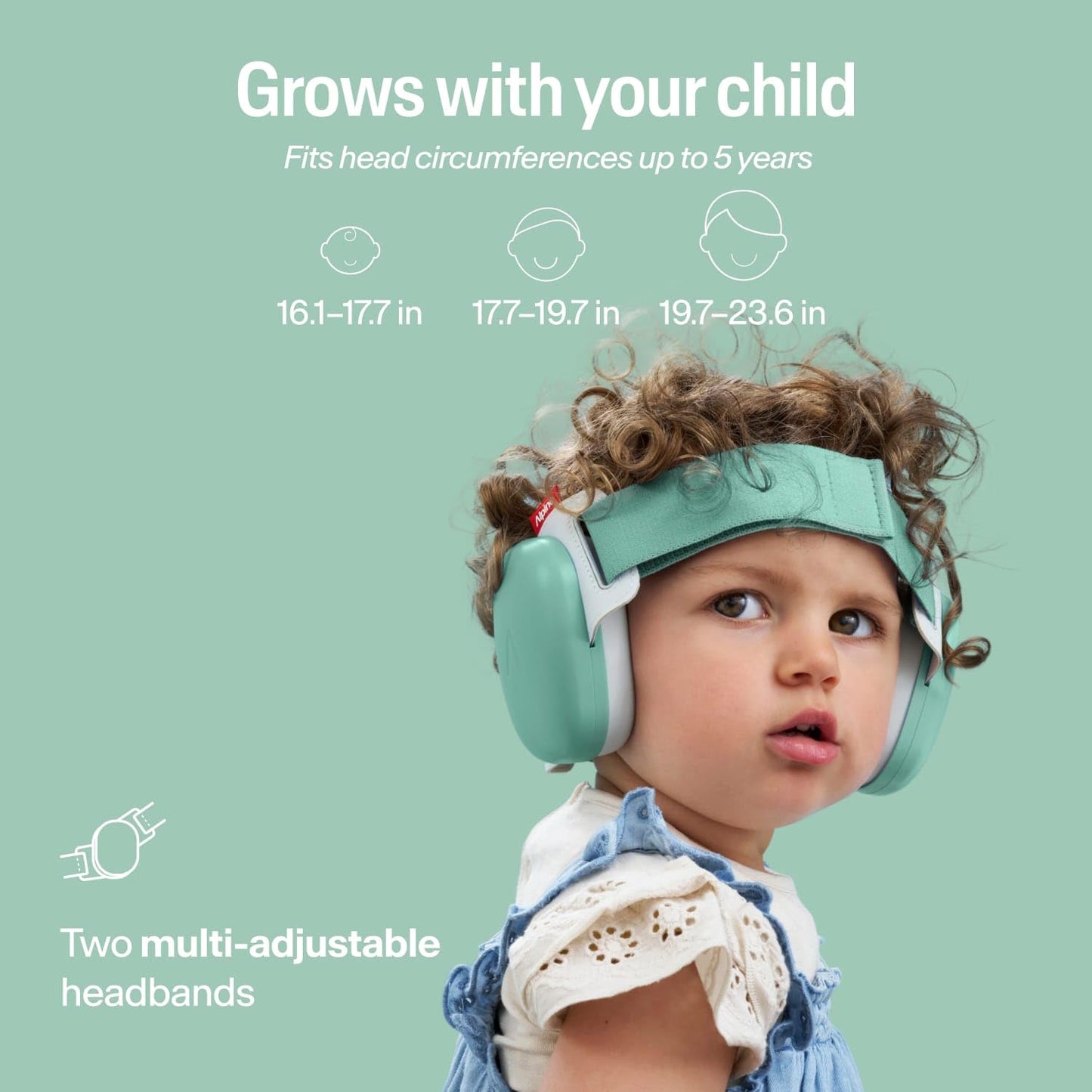 Alpine Muffy Baby Comfort - Protects Hearing for Babies and Toddlers - CE & ANSI Certified - Headband for Safe fit & Comfort - Adjustable for Ages 3-48 Months - 24dB Sound Reduction, Green