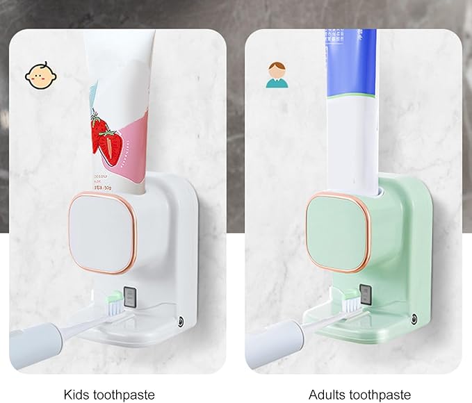 Automatic Toothpaste Dispenser with Responsive Sensor,Tooth Pastetooth Paste Dispenser Automatic Dispensing,Toothbrush Holder Wall Mounted Space Saving for Adults Family (Green)