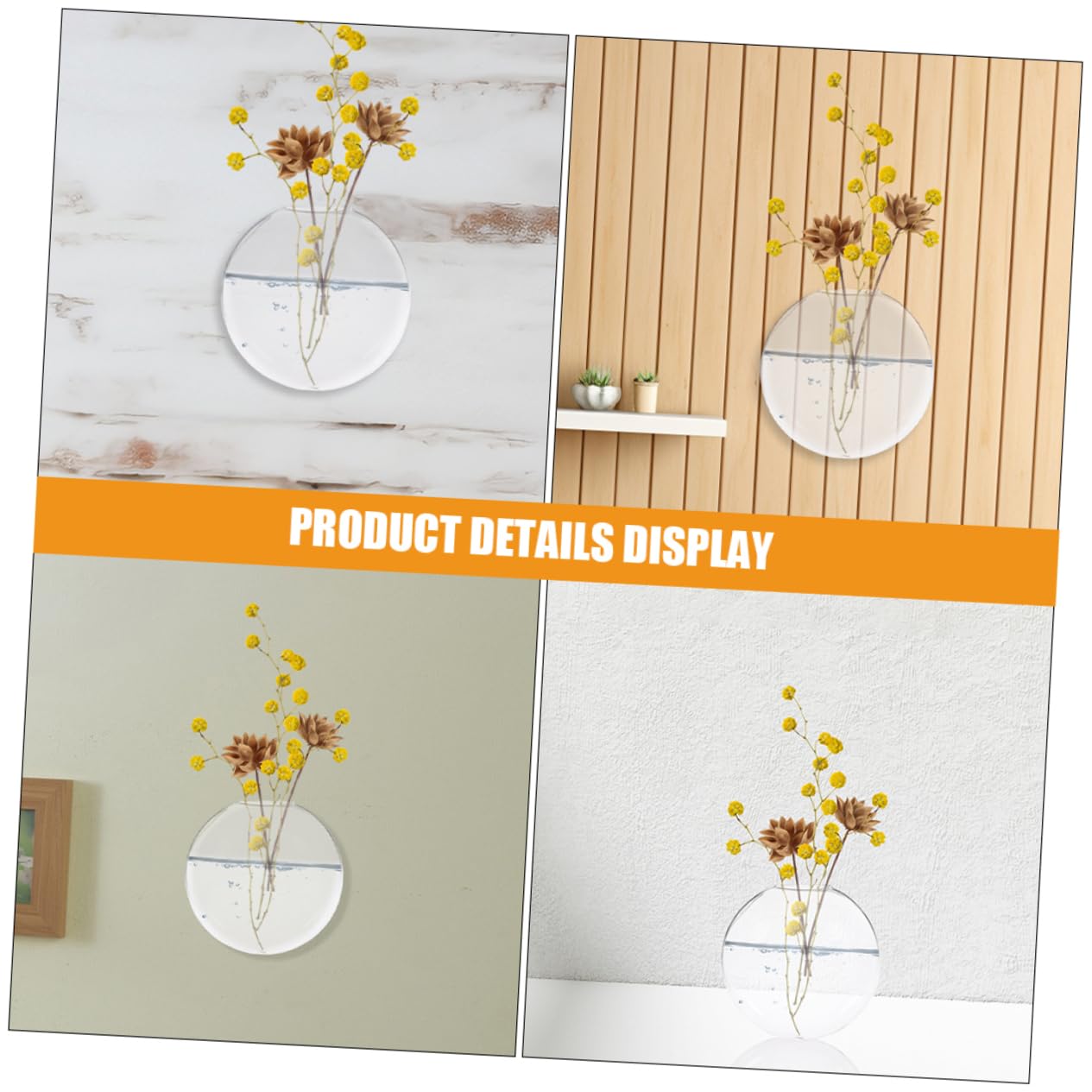 SOLUSTRE 2Pcs Clear Wall Vase Transparent Glass for Indoor Plants Space Saving Wall Decor for Home Office Easy Maintenance Terrarium