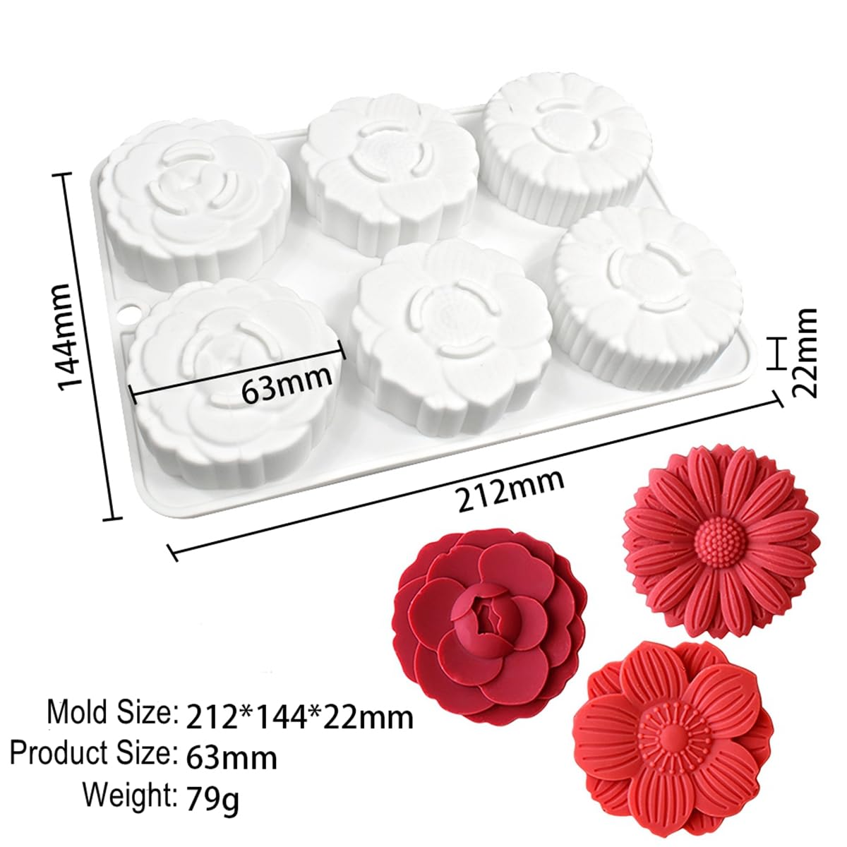 mostsom 6 Flower Silicone Cake Mold Handmake DIY Bread Mould Silicone Moulds For Cake Mooncake Mold Cake Tools