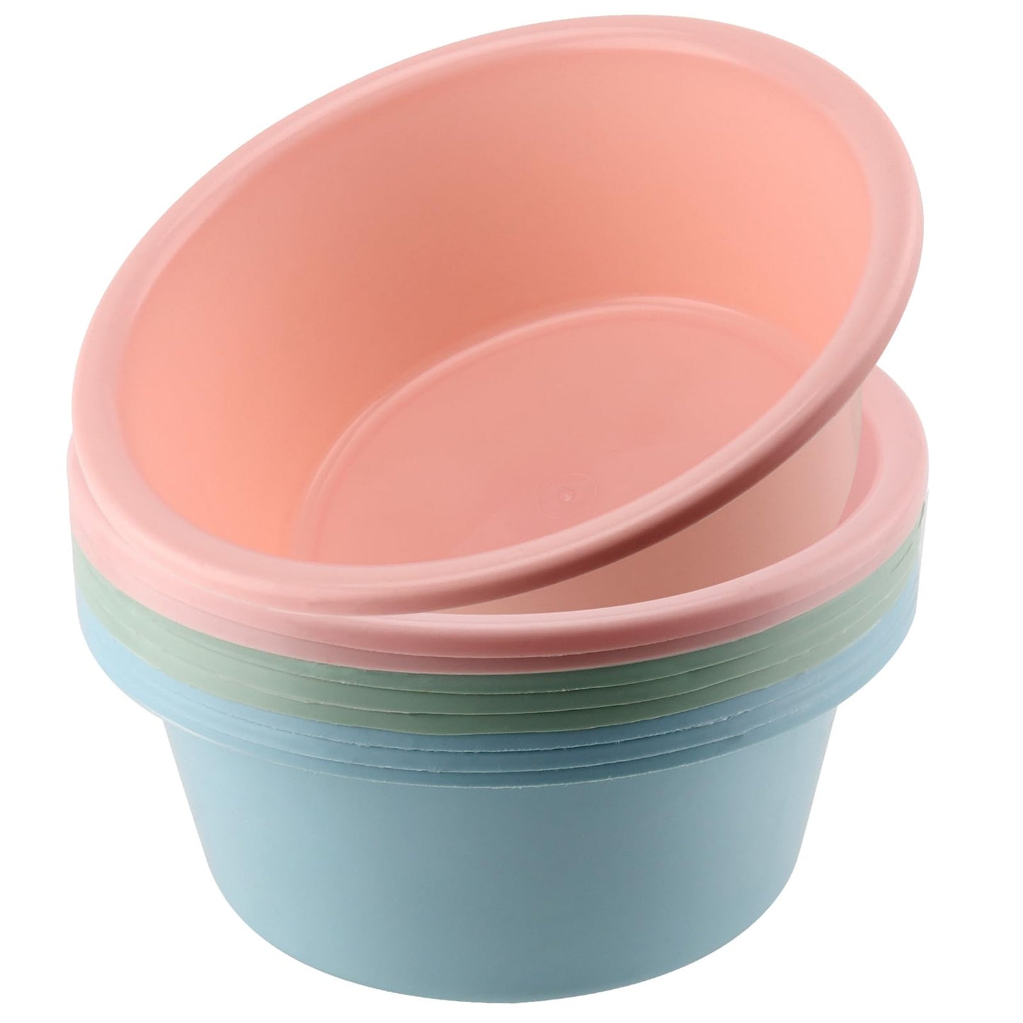 MUKLEI 12 Pack Round Plastic Wash Basin, 10x4 Inch Portable Small Plastic Washtub, Stackable Dish Tub for Home Kitchen Camping Outdoor Indoor