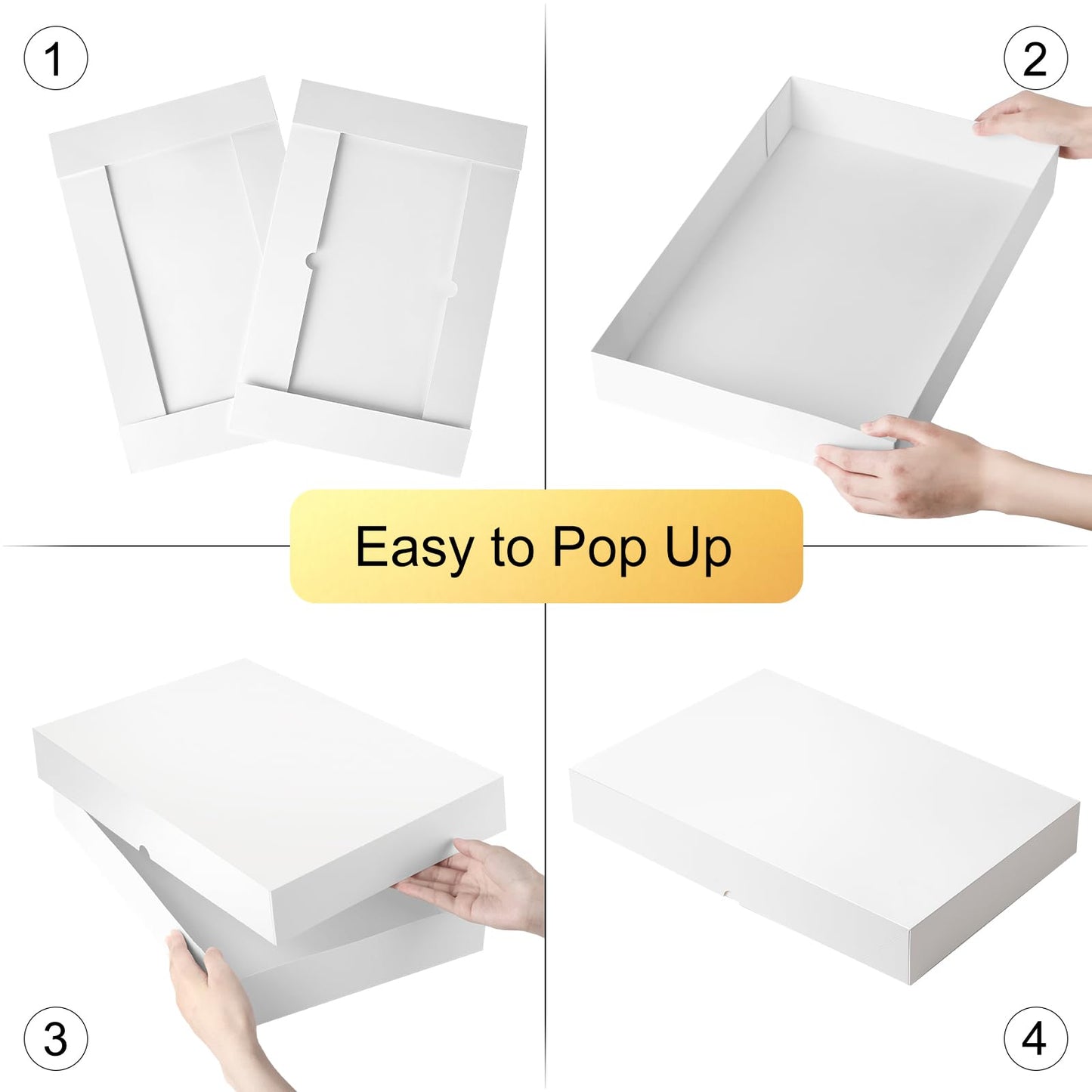 Ocmoiy 16 Pack Extra Large Gift Boxes with Lids, 17 x 11 x 2.4 Inches White Gift Boxes for Presents, Auto Pop-up Clothes Box for Robe Jacket Sweater Shirt Blanket and Bulky Presents
