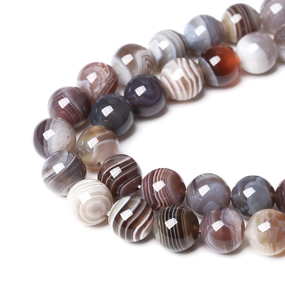 10MM 36PCS AAA Natural Botswana Sardonyx Agate Gemstone Beads for Jewelry Making Crystal Energy Stone Healing Power DIY Bracelet Necklace 15" (Botswana Sardonyx Agate, 10mm)