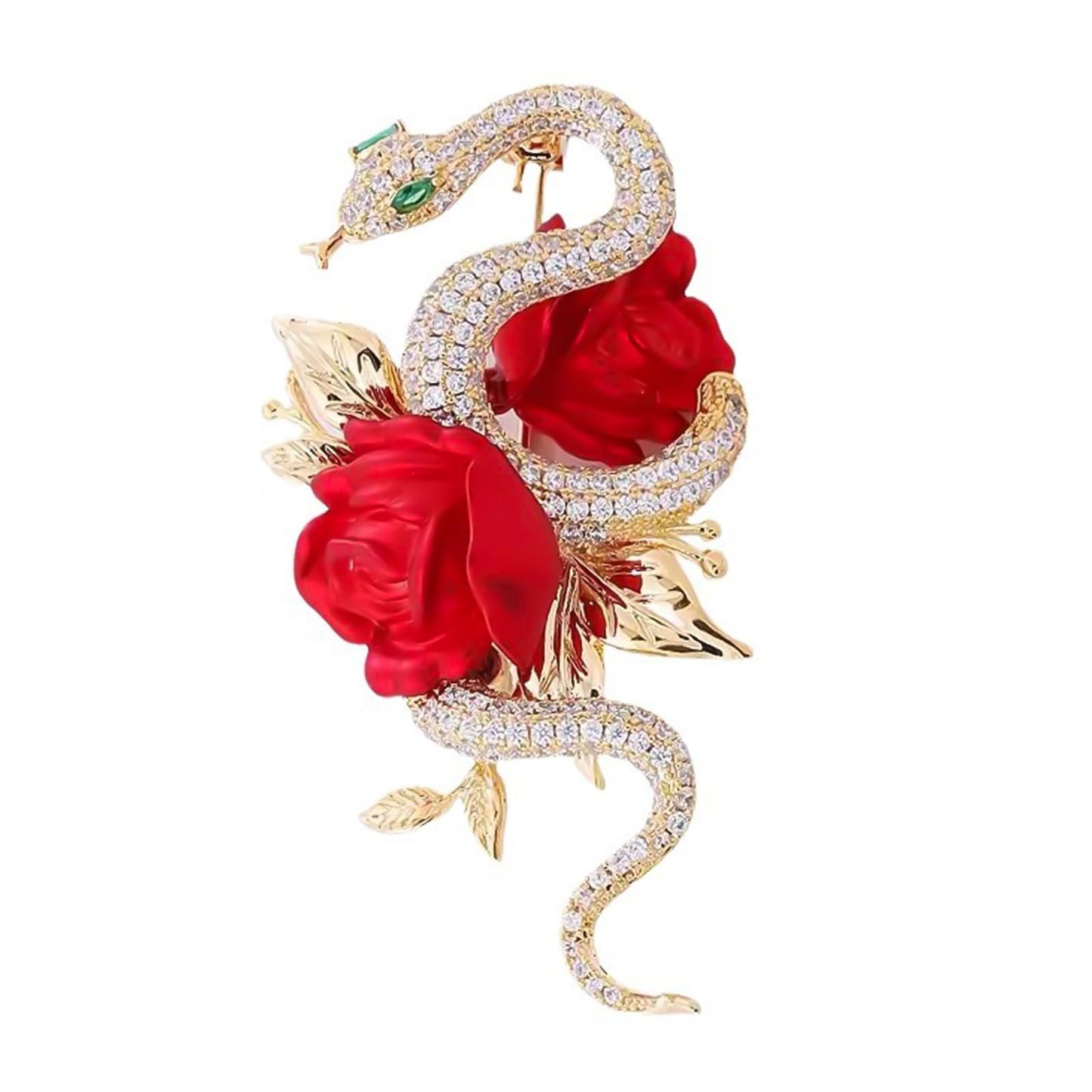 HETICA Women Animal Floral Brooch Pin Accessory Perfect as a Gift for Anniversary Celebrations, Parties, Or Everyday Wear (Snake-Rose)