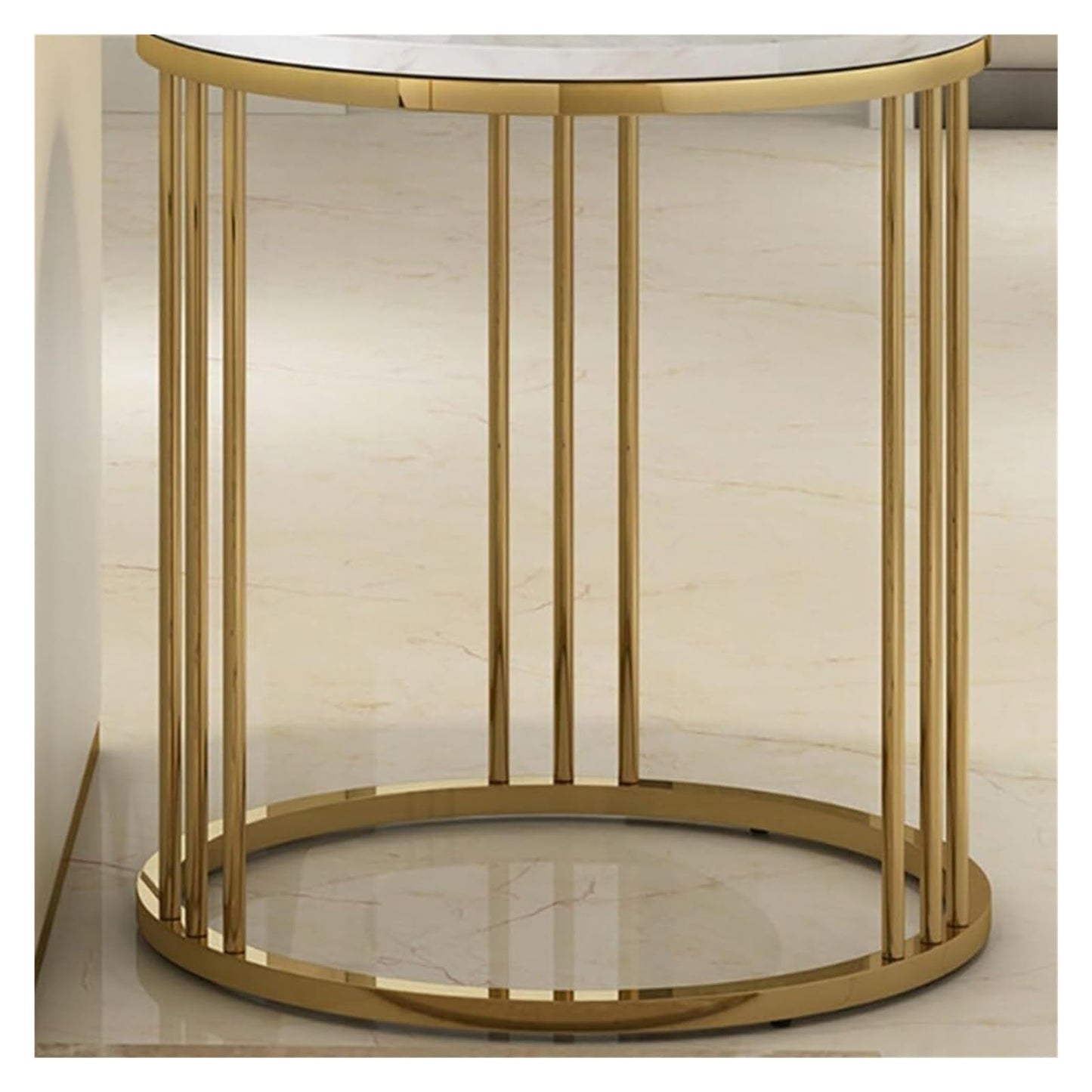 Tall Plant Rack, Flower Stand, Round Marble Sofa Side Table, 2 Tiers Small Coffee Table,for Families