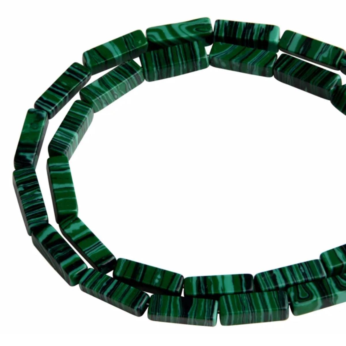 4x13mm Natural Stone Malachite Rectangular Column Tube Cylinder Spacer Loose Beads Gemstone for DIY Bracelets Necklace Jewelry Making Strand 15 Inch (28-30pcs)