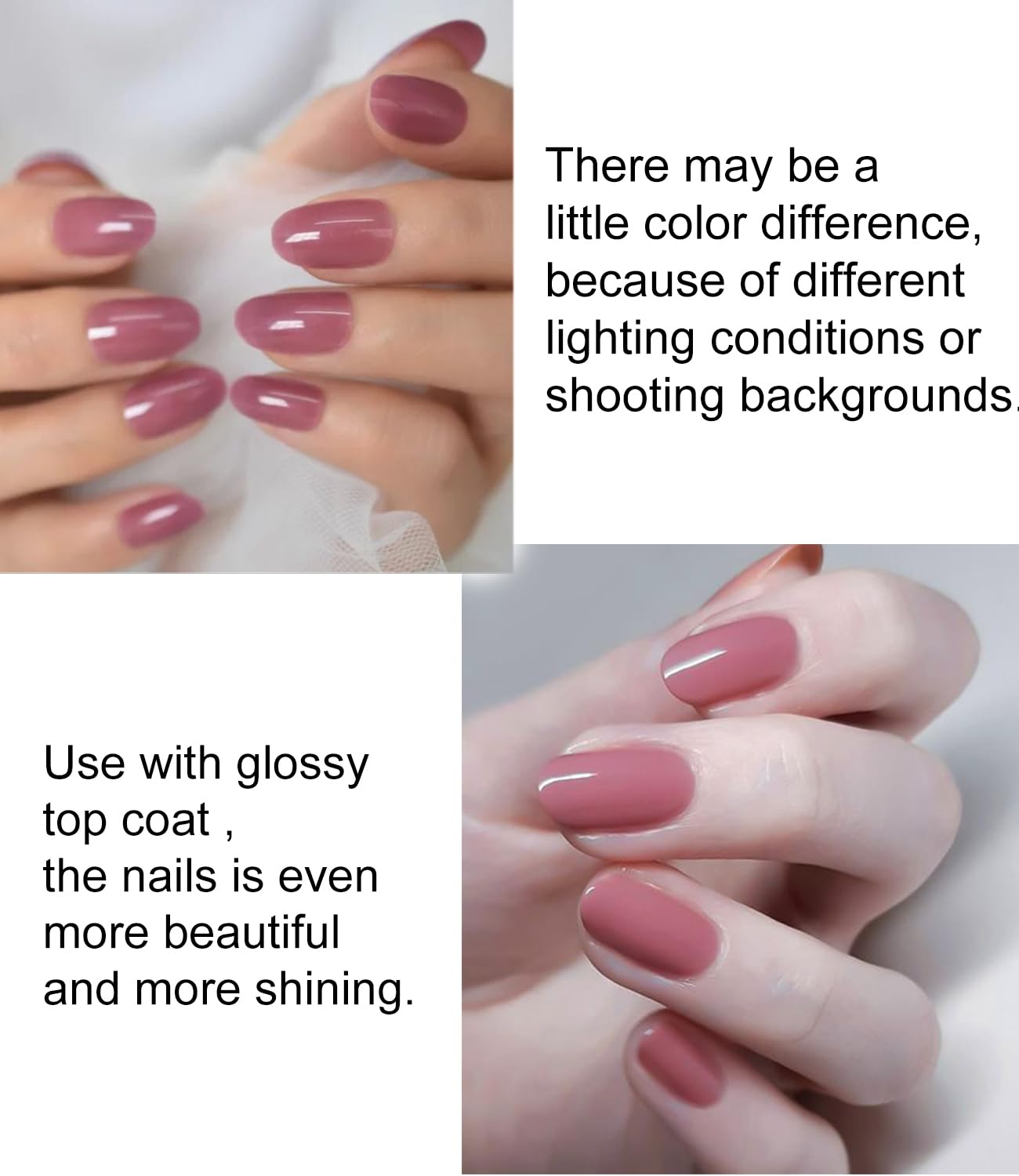 Semi Cured Gel Nail Strips, Rose Pink, 20pcs Gel Nail Stickers Work with UV, Easy to Use and Remove