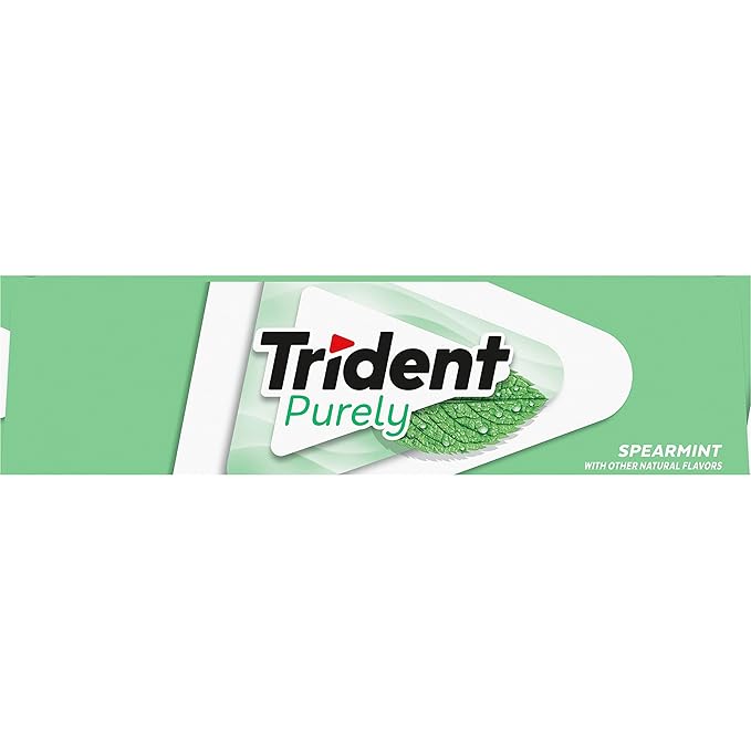 Trident Purely Spearmint Sugar-Free Chewing Gum, 12 Packs of 14 Pieces (168 Total Pieces)