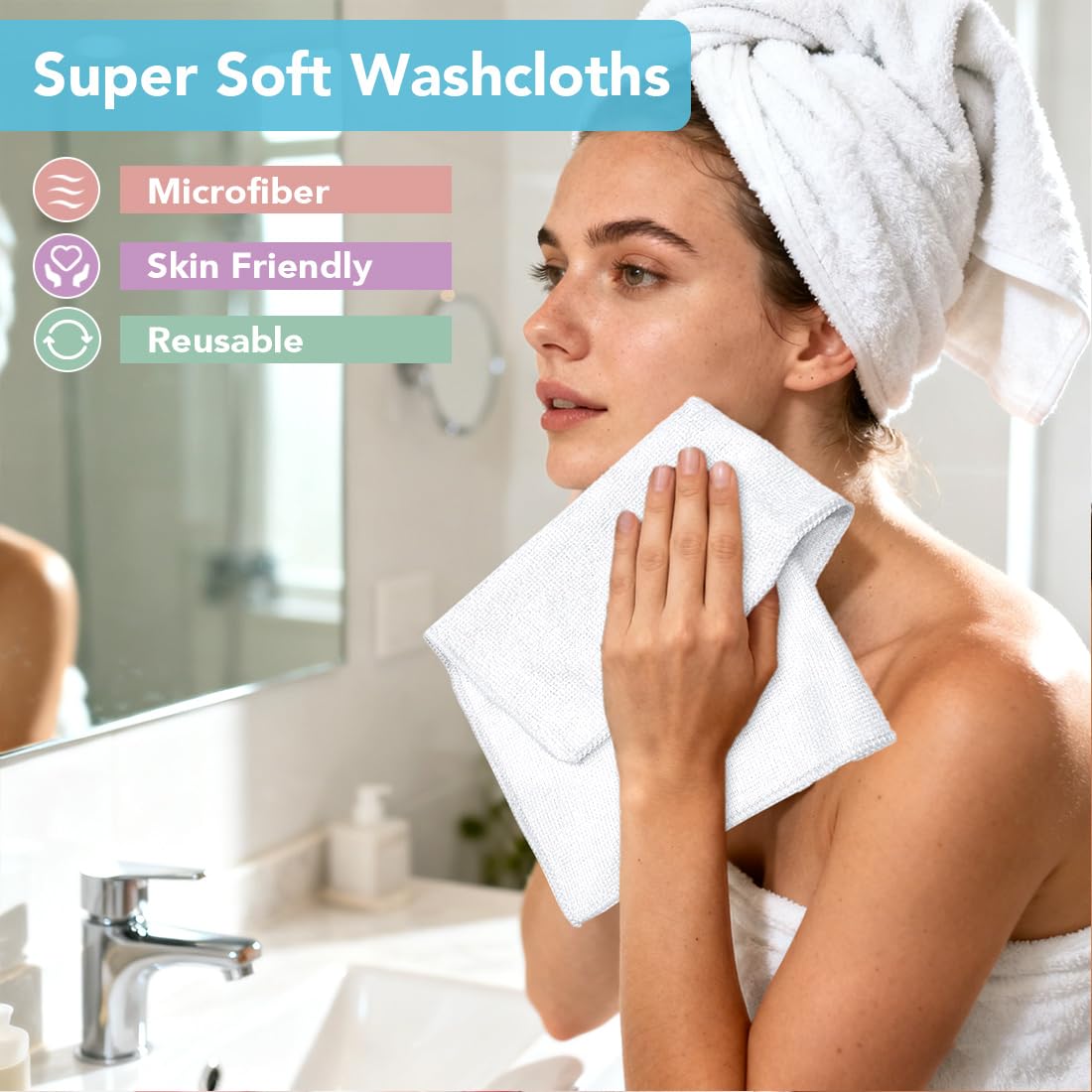 Washcloths 5 Pack Microfiber Face Towels (5 Count)