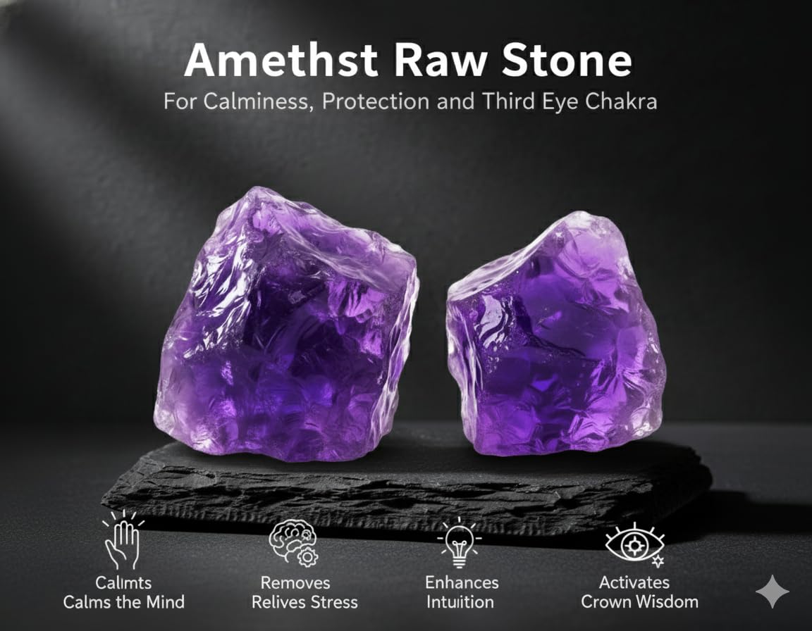 Healing Crystal Stones, 1.25-2.0" Large Reiki Healing Gemstones Natural Tumbled Polished Stones for Energy Witchcraft Therapy Meditation Pack 2 (Amethyst)