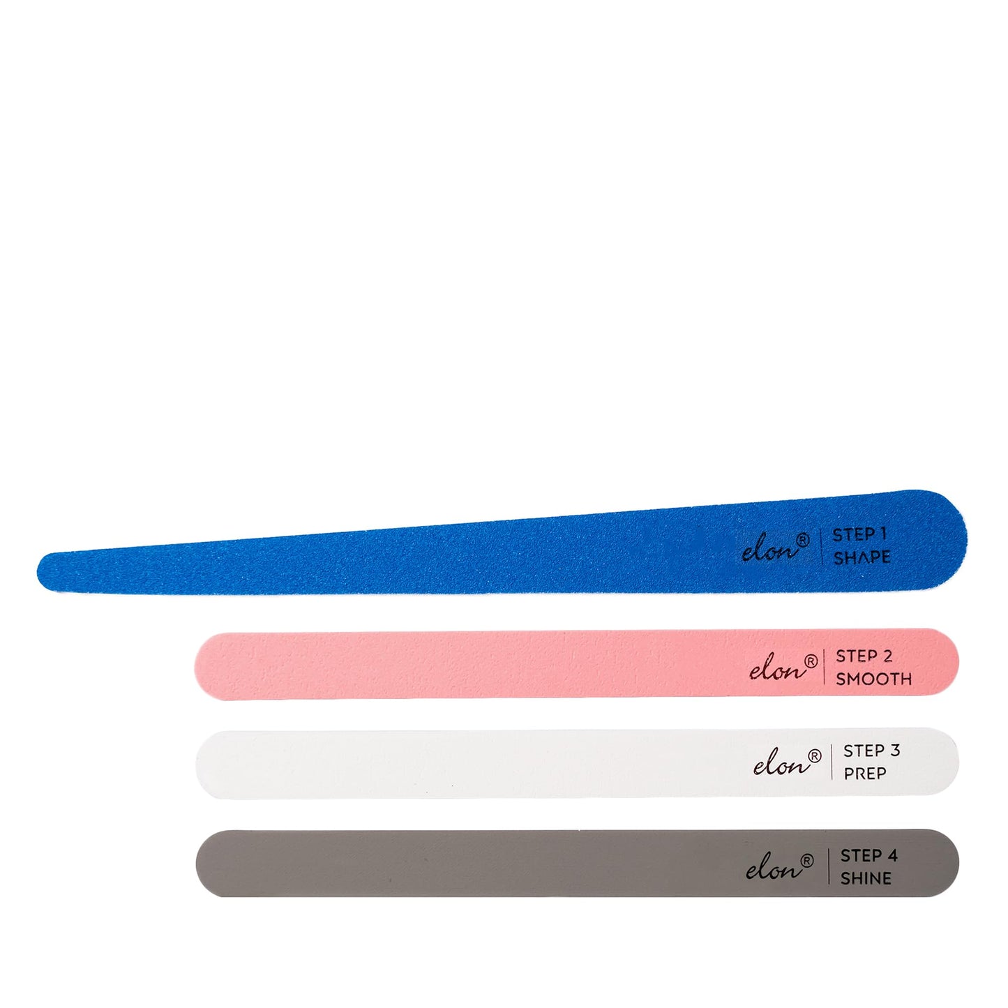 Elon Professional Nail File Set – 4 Step Fingernail Files and Buffers for Manicure - File System (4 Double-Sided) – Dermatologist Recommended – Rebuild & Restore