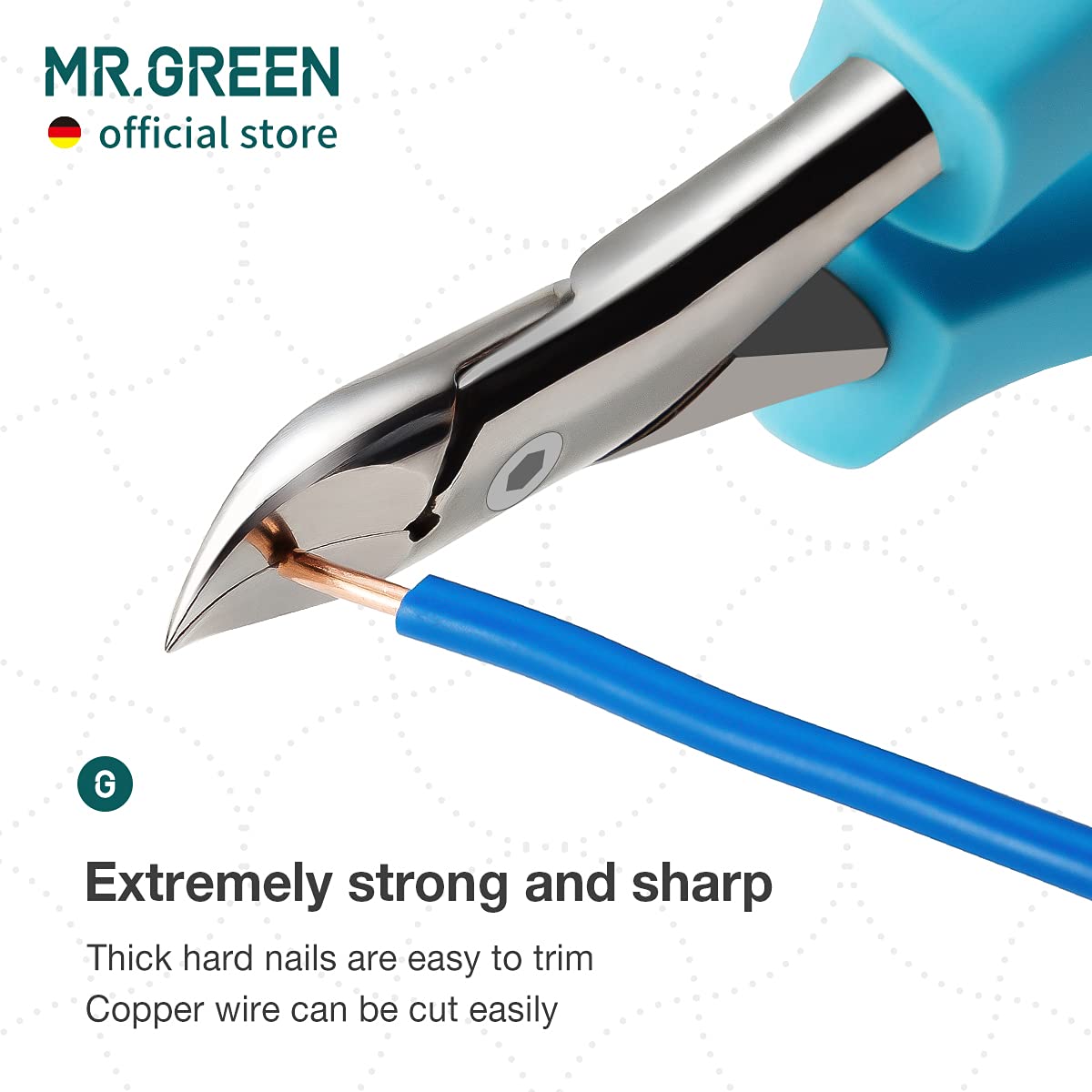 MR.GREEN Nail Clippers Toenail Cutters Anti-Splash Professional Ingrown Thick Hard Nail Scissors Pedicure Tools Manicure Sets (Blue Handle)
