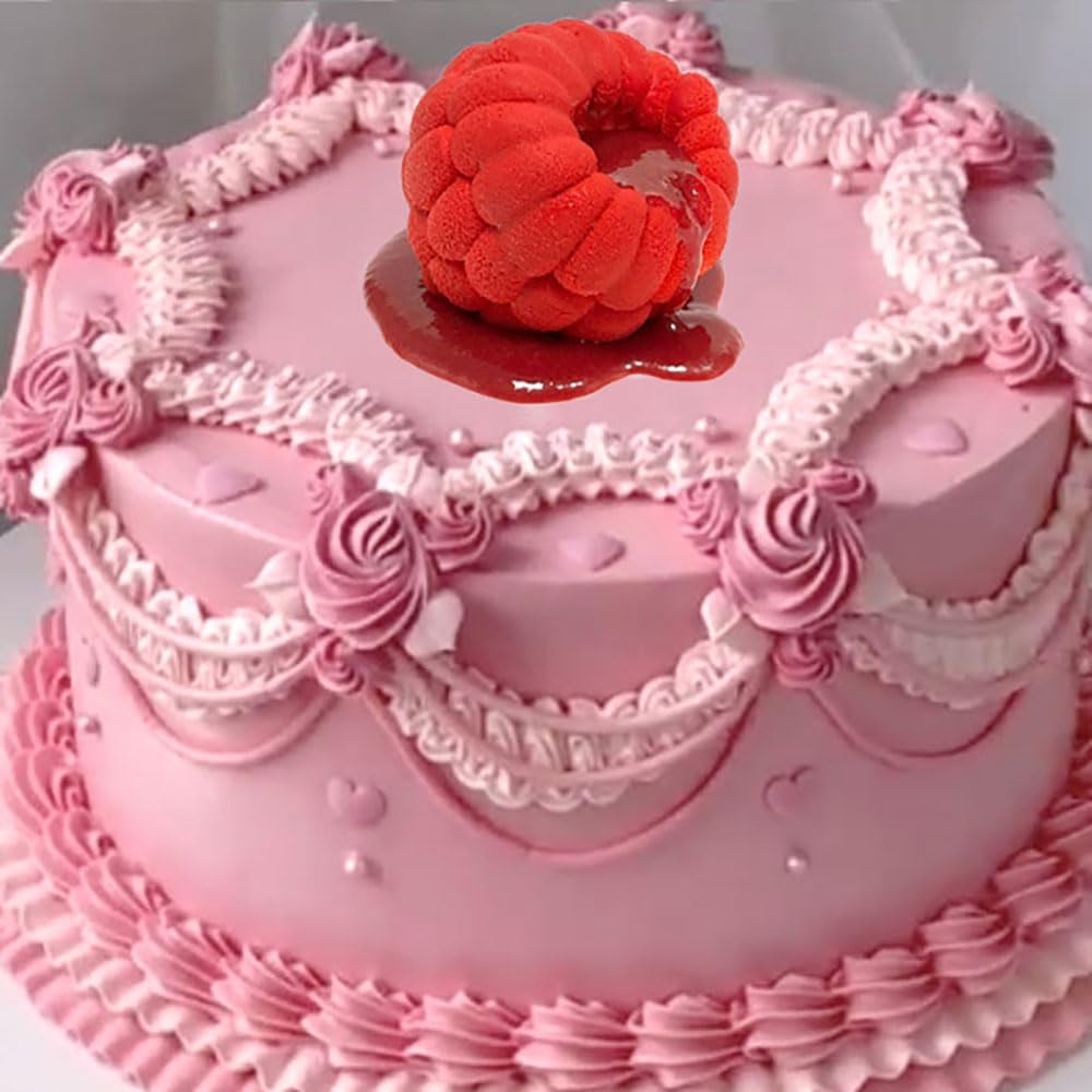 6-Hole Raspberries Mousse Cake Mold Food Grade Silicone Molds for Baking 3D Raspberries Pudding Cakes Silicone Mold Dessert Chocolate Molds Rubus Fruit Cake Decorating Tools Non-stick Baking Mould