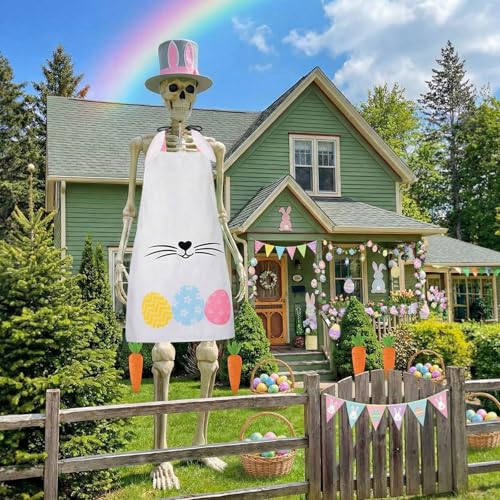Mepase 12ft Skeleton Costume Accessories Set Oversize Hat and Apron Prop Giant Outdoor Indoor Yard Garden Lawn Decoration - style: Easter