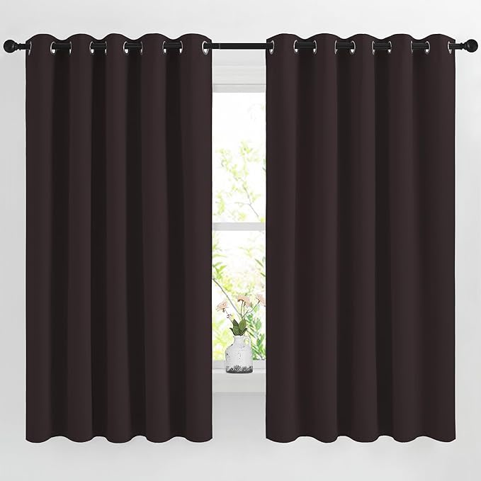 NICETOWN Blackout Curtain Panels 66 inches - Light Reducing Thermal Insulated Solid Grommet Blackout Curtains/Panels/Drapes for Living Room (Set of 2, 66 inches by 66 Inch, Toffee Brown)