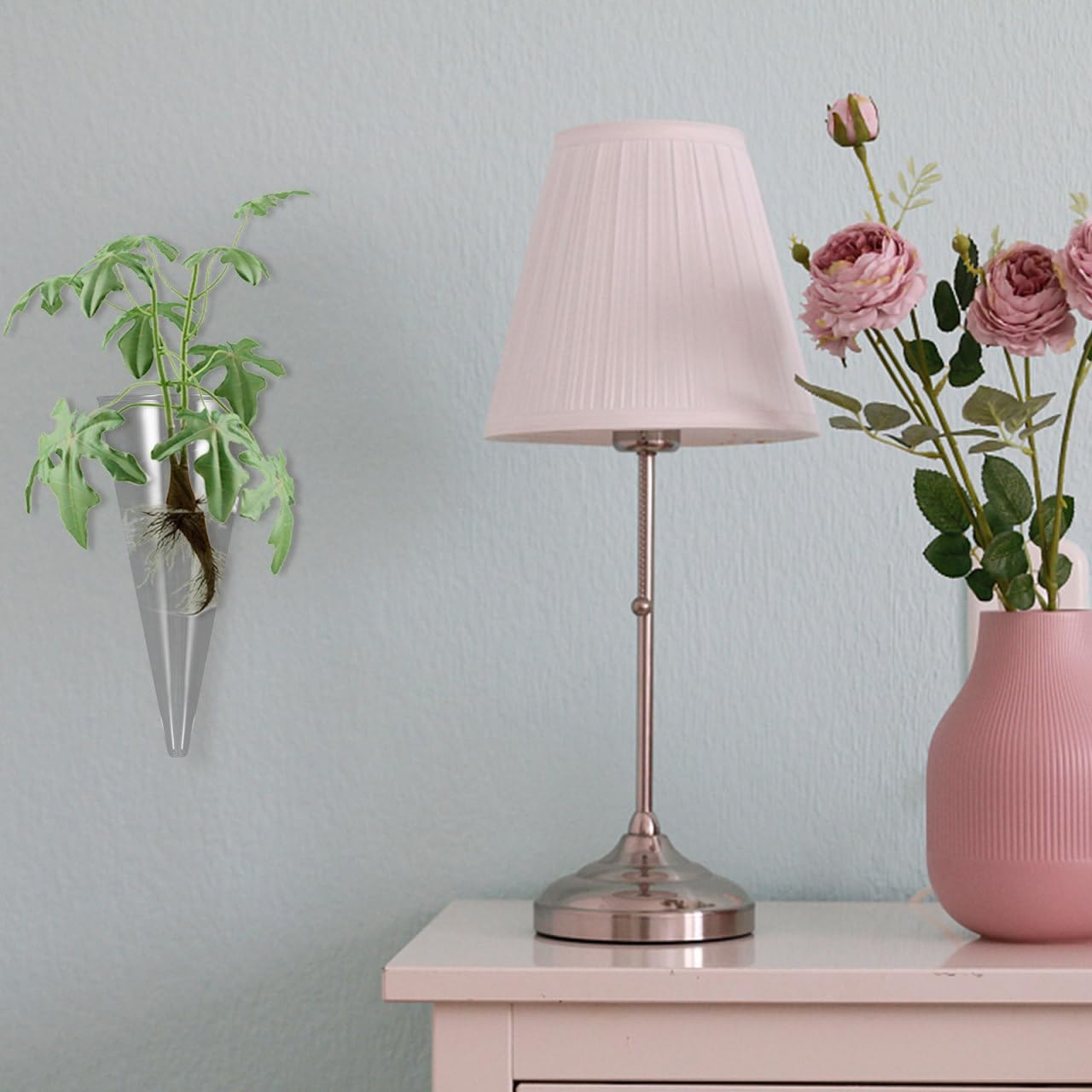 Cone Shaped Wall Vase: Clear Glass Hanging Planter - Reusable Wall Mounted Flower Vase for Succulent, Hydroponic Plant Propagation & Modern Home Decor