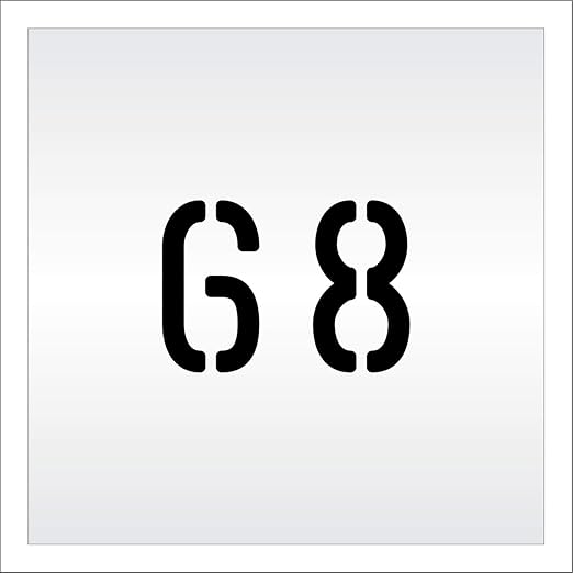 Pavement, Curb, and WheelStop Stencils - 4 inch Double Number Stencil - (68) - 4" x 5.5" x 1/8" (128 mil) - Pro-Grade
