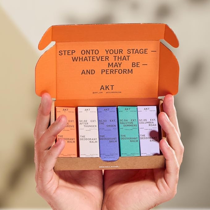 The Discovery Set – AKT, THE DEODORANT BALM. Award winning, multi-use, natural deodorant. Plastic Free. Gender Free. Aluminium Salts-Free. 100% effective — each tube lasts up to 10 days.