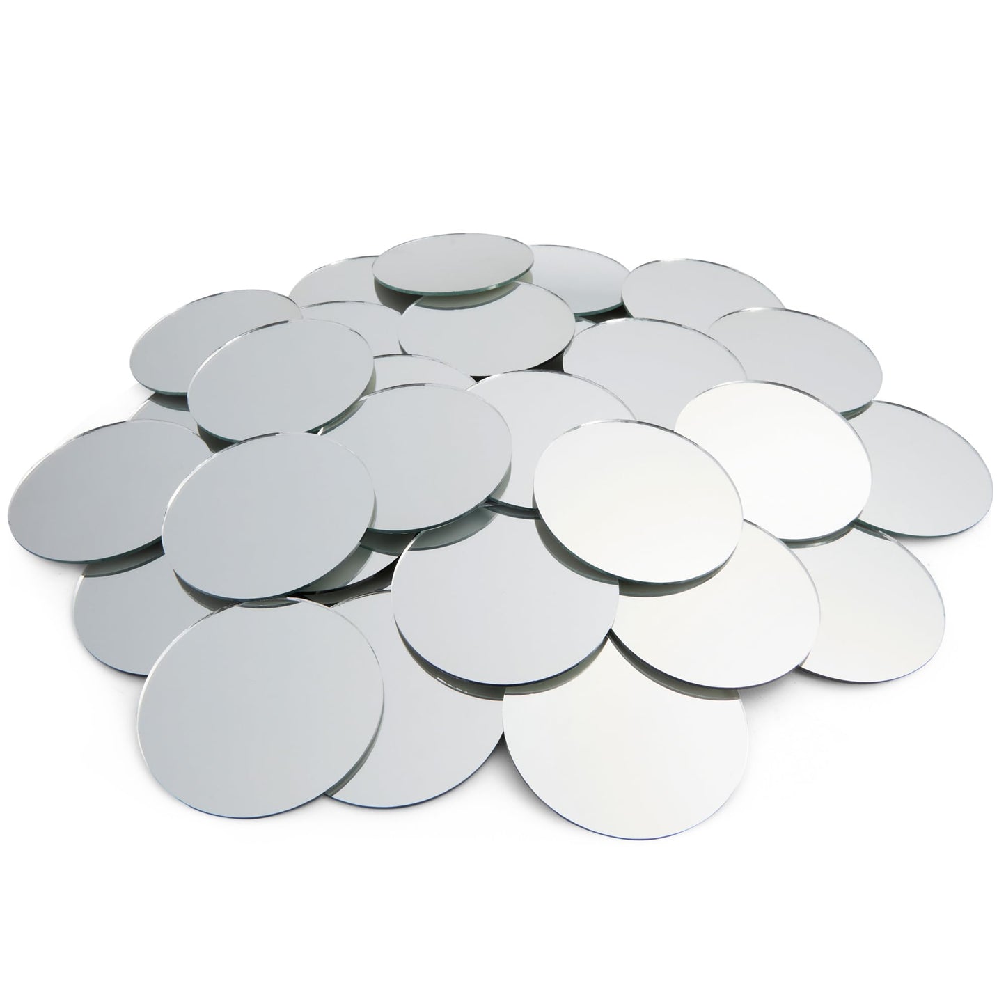 Juvale Glass Mirror Tiles for Crafts - 3 in, Round, Transparent, 50-Pack - Craft Mirrors for DIY & Home Decor