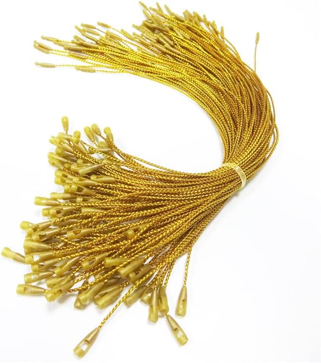1000pcs Gold Christmas Ornament Hanger Snap Locking String Ornament Hangers Snap Locking Tighten The Pendant Rope Bullet Gold Thread for Christmas Tree Ornament Decorations (Gold)