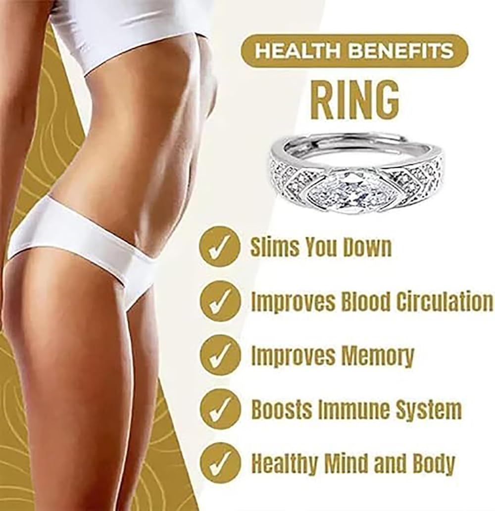 IMMUNOTRAX Adjustable Magnetic Moissanite Ring - Titanium Ion Wellness Jewelry for Energy Flow & Relaxation, Hypoallergenic Sparkling Gift for Women (White Gold, Size 7-10) (2Pcs)