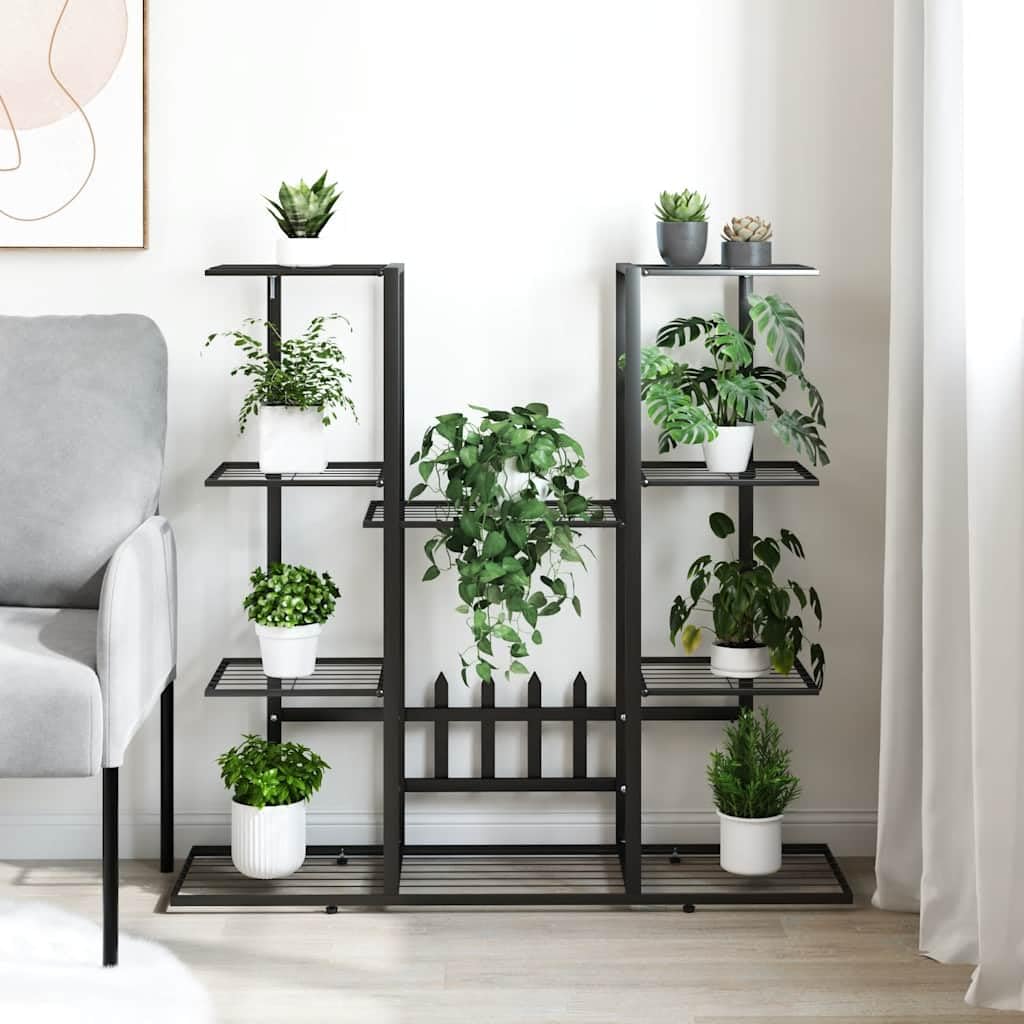 ZXQVLMRS Rectangular Metal Flower Stand, 3-Tier Iron Plant Shelf for Indoor and Outdoor Home Garden Decoration, Black Tiered Display Rack