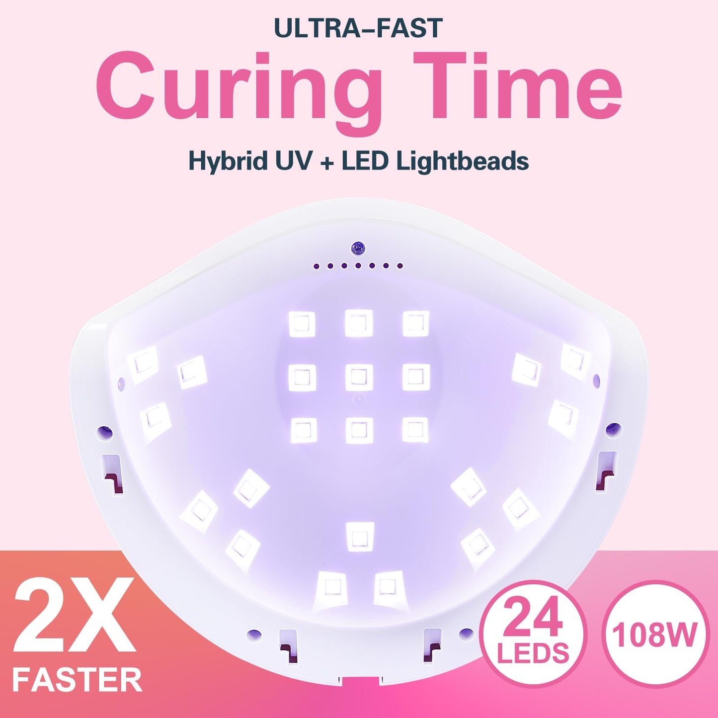 LKE LED Nail Lamp, UV Light for Gel Nails 150W Gel Nail Light with 4 Timer, 24Pcs Lamp Beads and Auto Sensor, Professional LED Nail Dryer for Home Salon Nail Art Tools